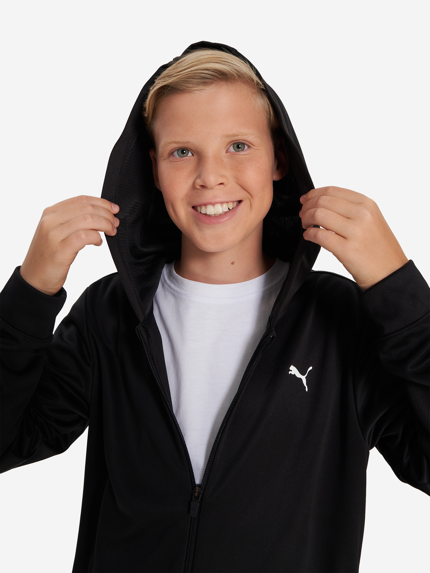фото Толстовка для мальчиков puma full zip, черный