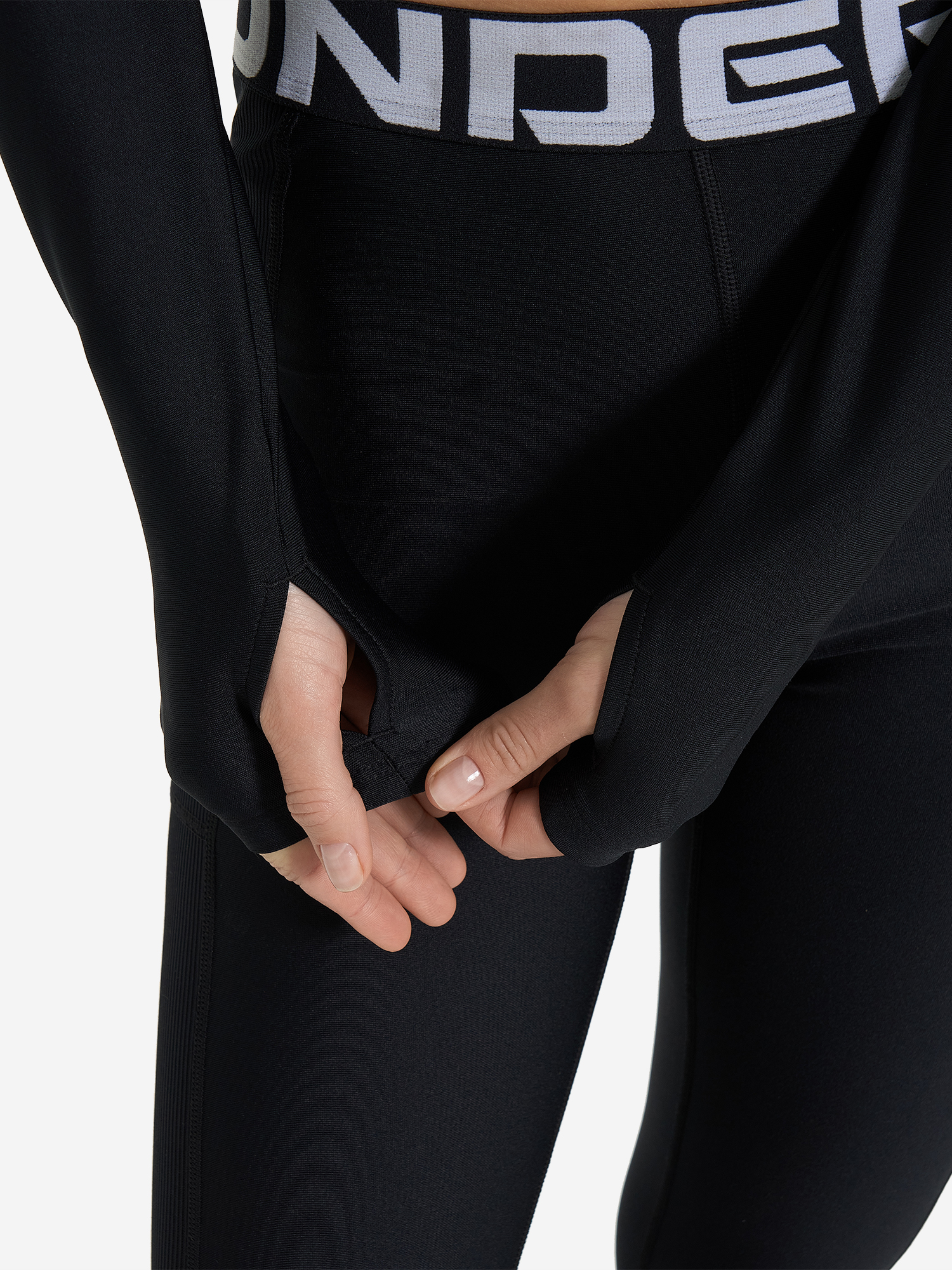 фото Лонгслив женский under armour heatgear rib, черный