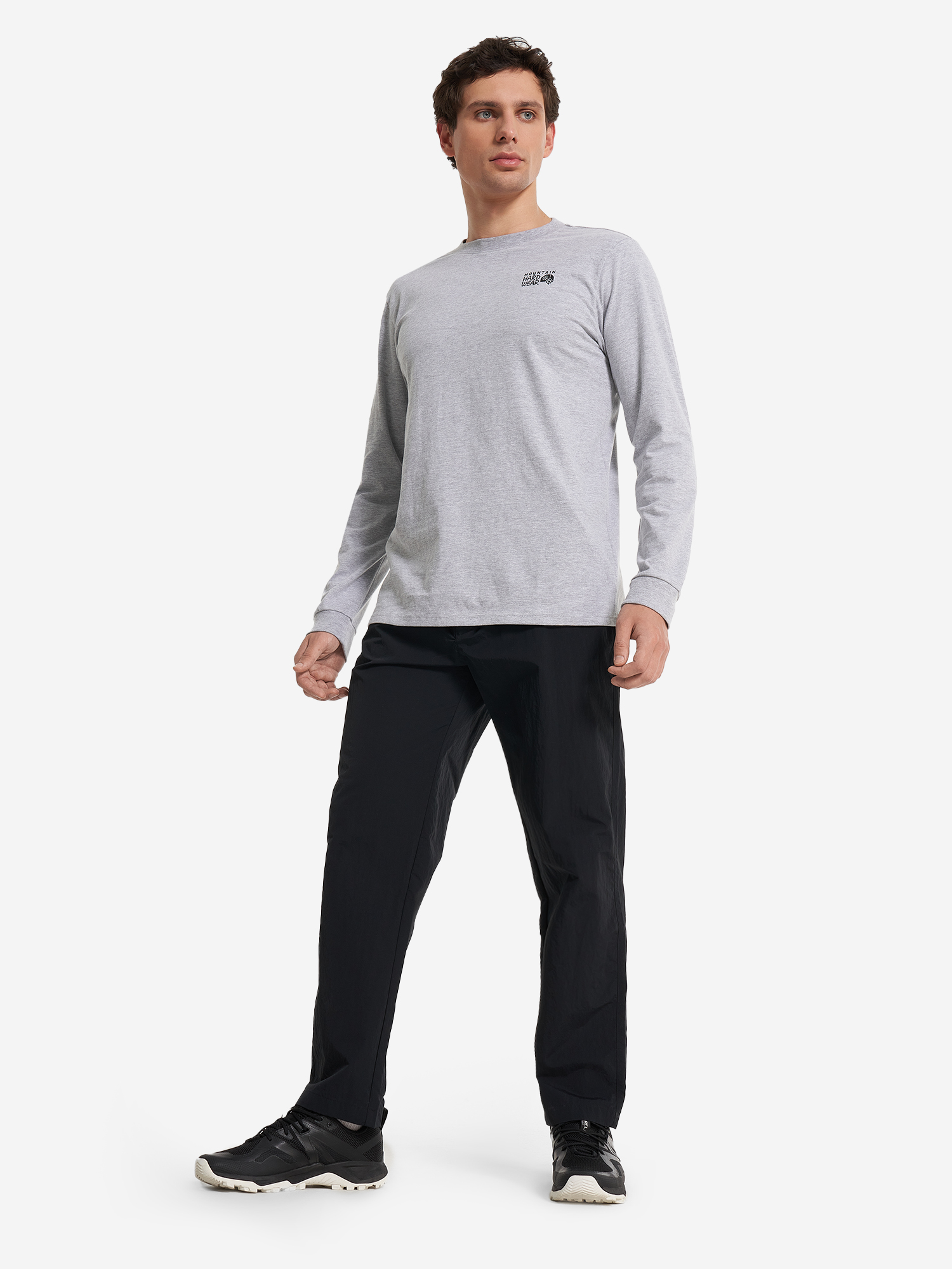 фото Лонгслив мужской mountain hardwear back logo, серый