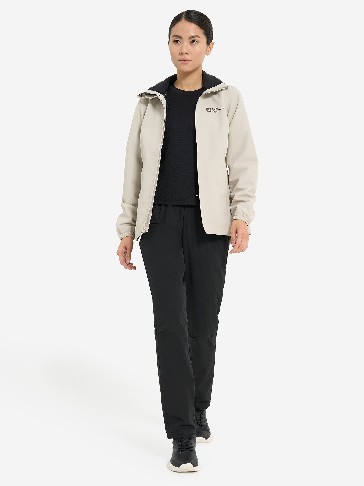 фото Куртка мембранная женская jack wolfskin stormy point, бежевый