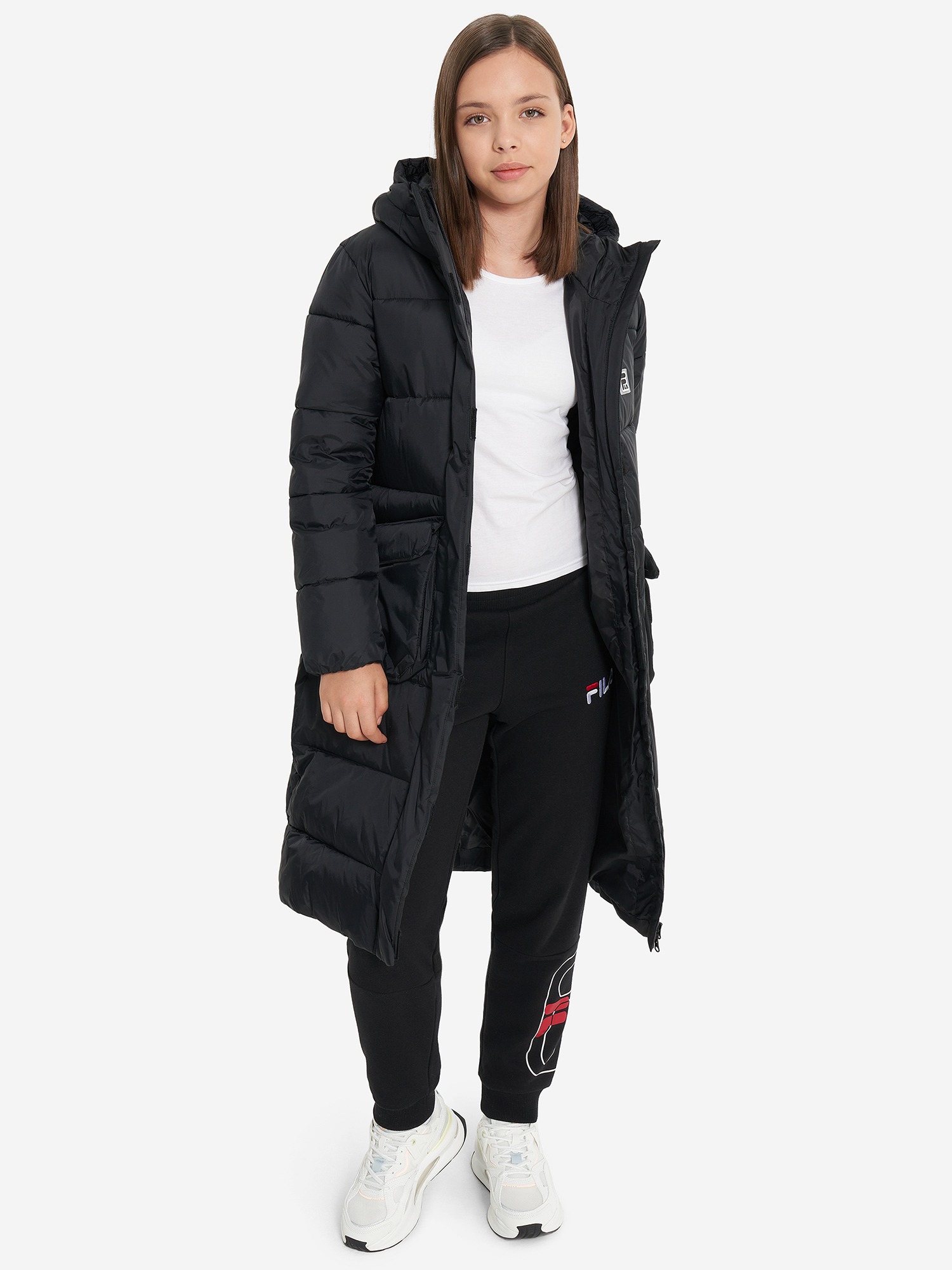 фото Пальто утепленное для девочек fila, черный