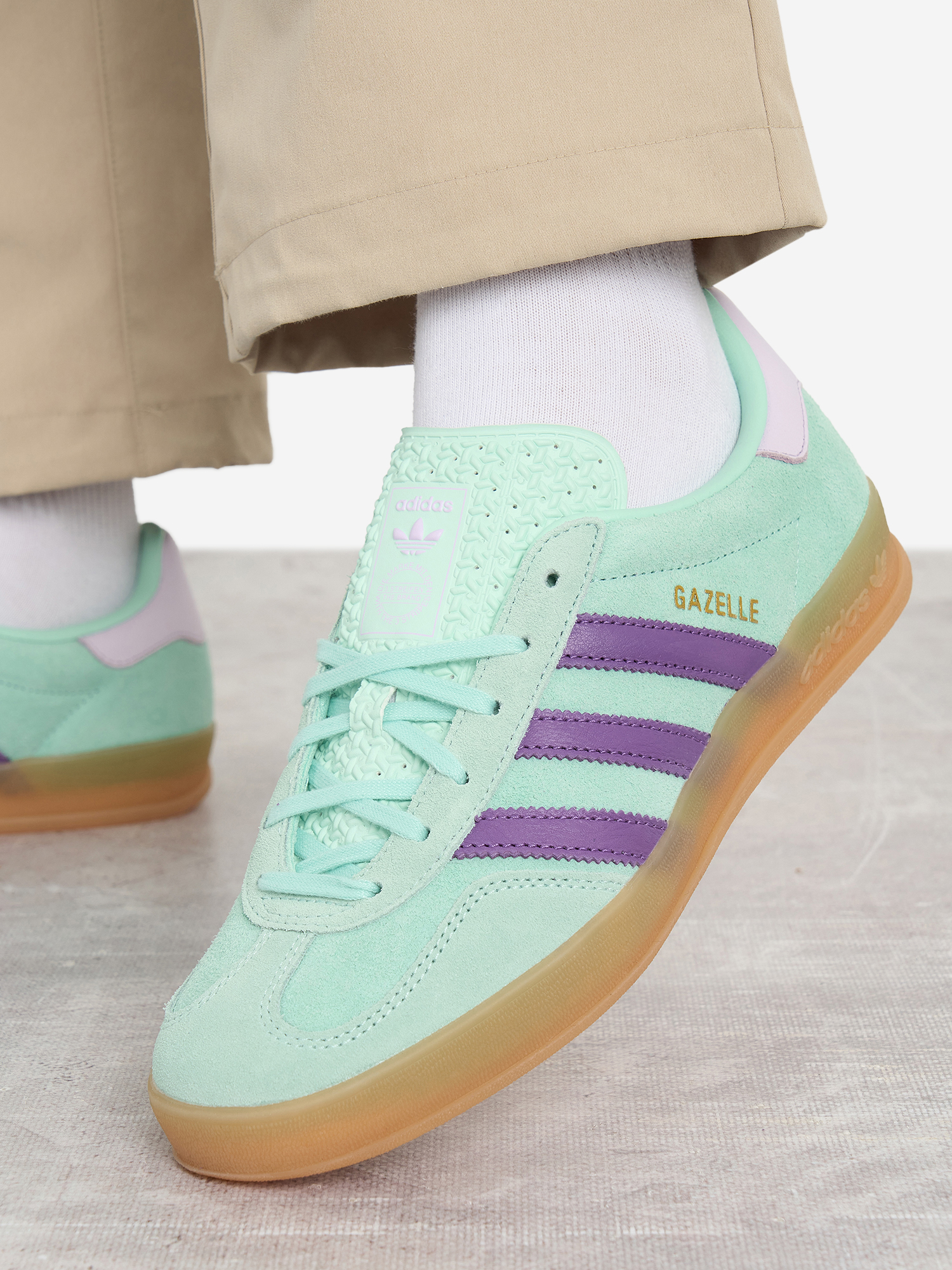 фото Кеды женские adidas gazelle indoor, зеленый