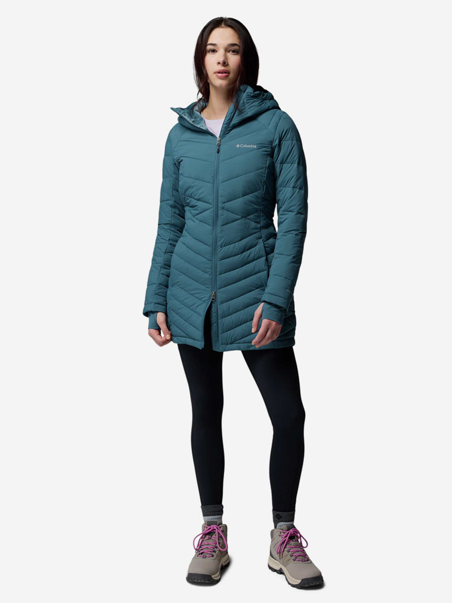 фото Куртка утепленная женская columbia joy peak ii mid jacket, голубой