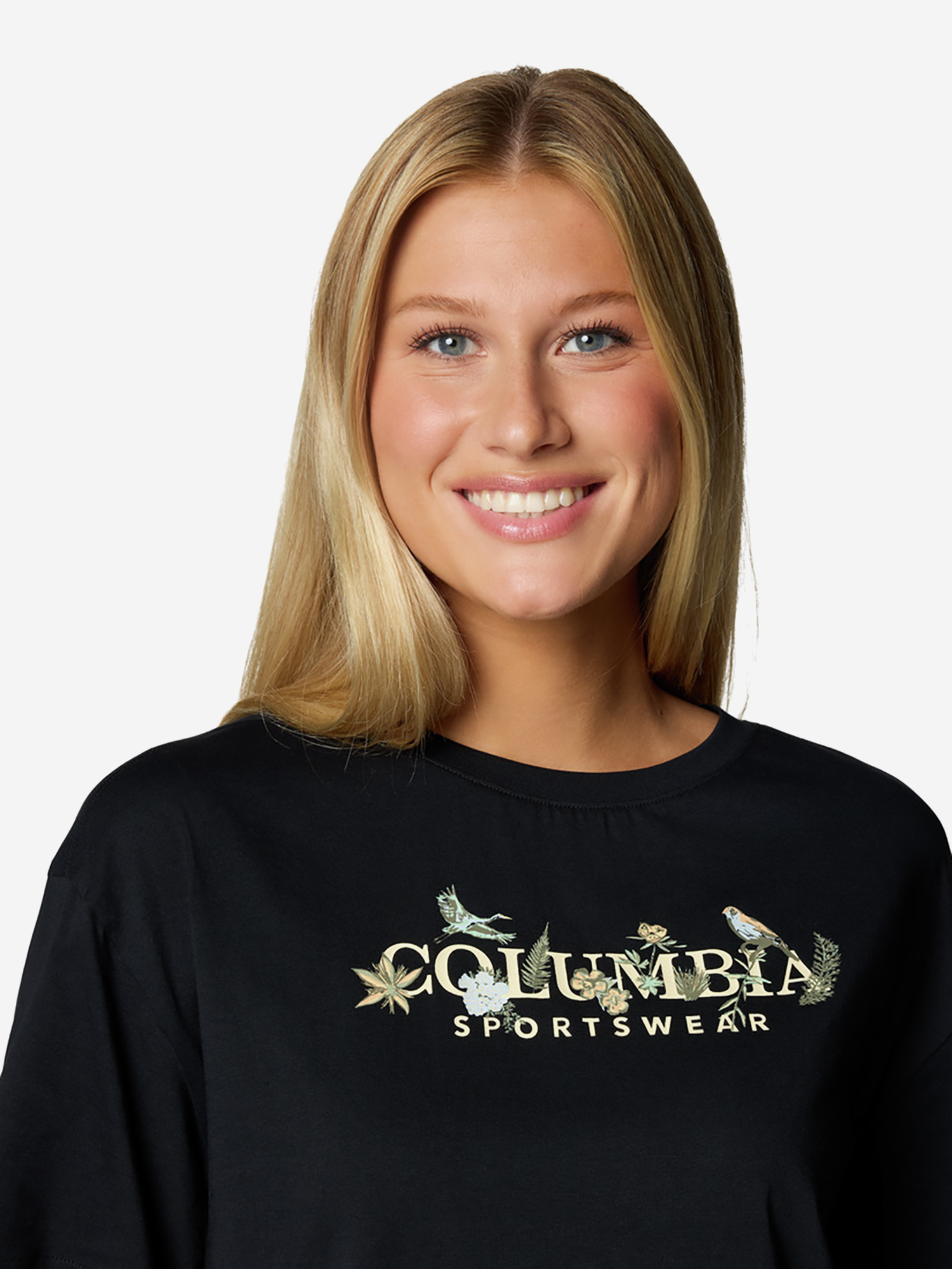 фото Футболка женская columbia rolling bend graphic relaxed crop ss, черный