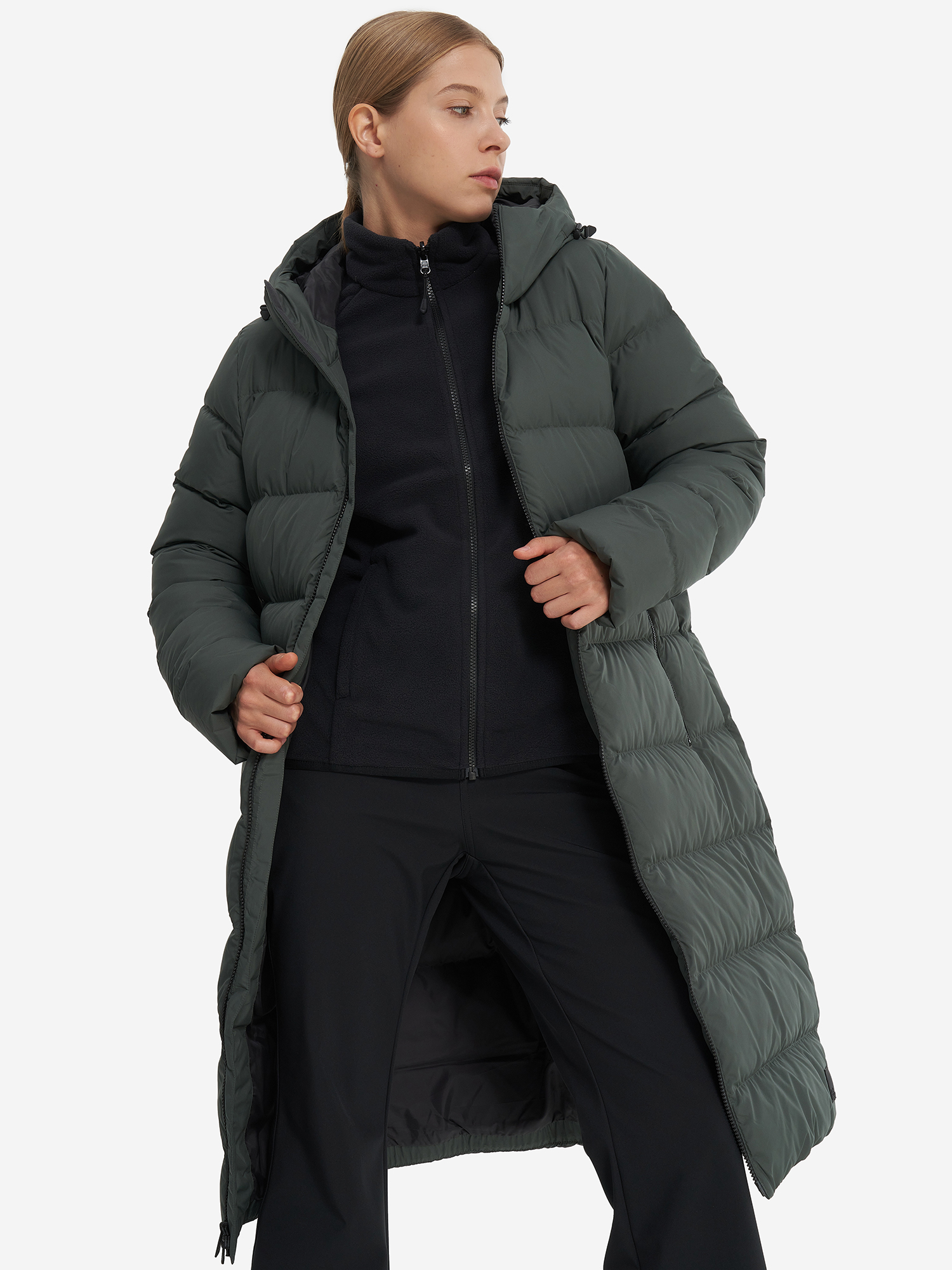 фото Пальто пуховое женское jack wolfskin frozen palace, зеленый