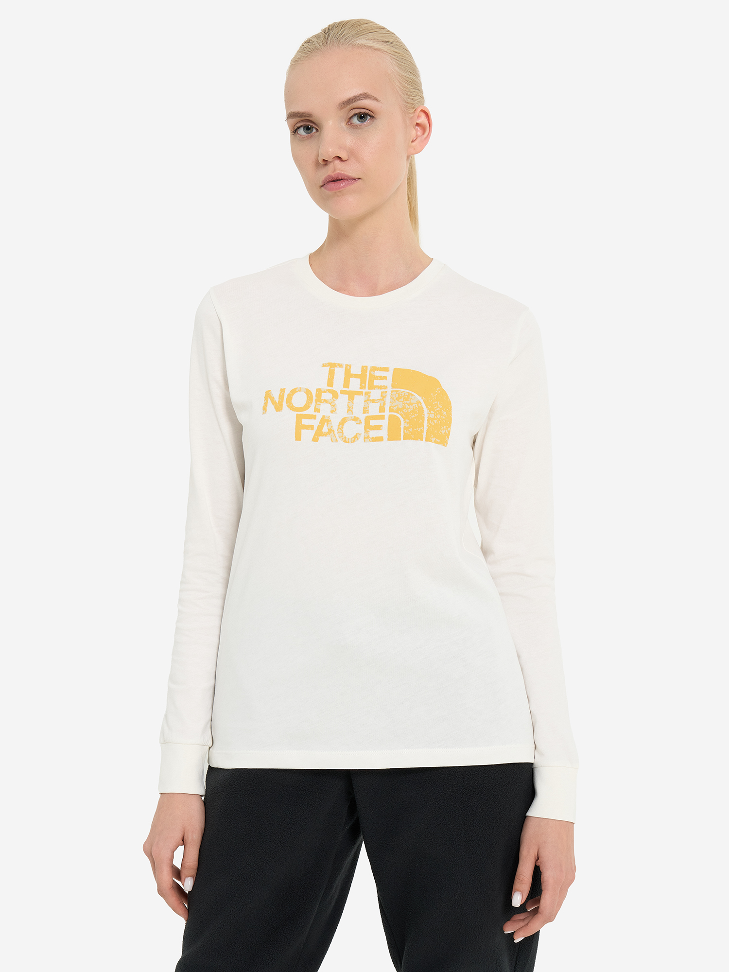 фото Лонгслив женский the north face seasonal logo, бежевый