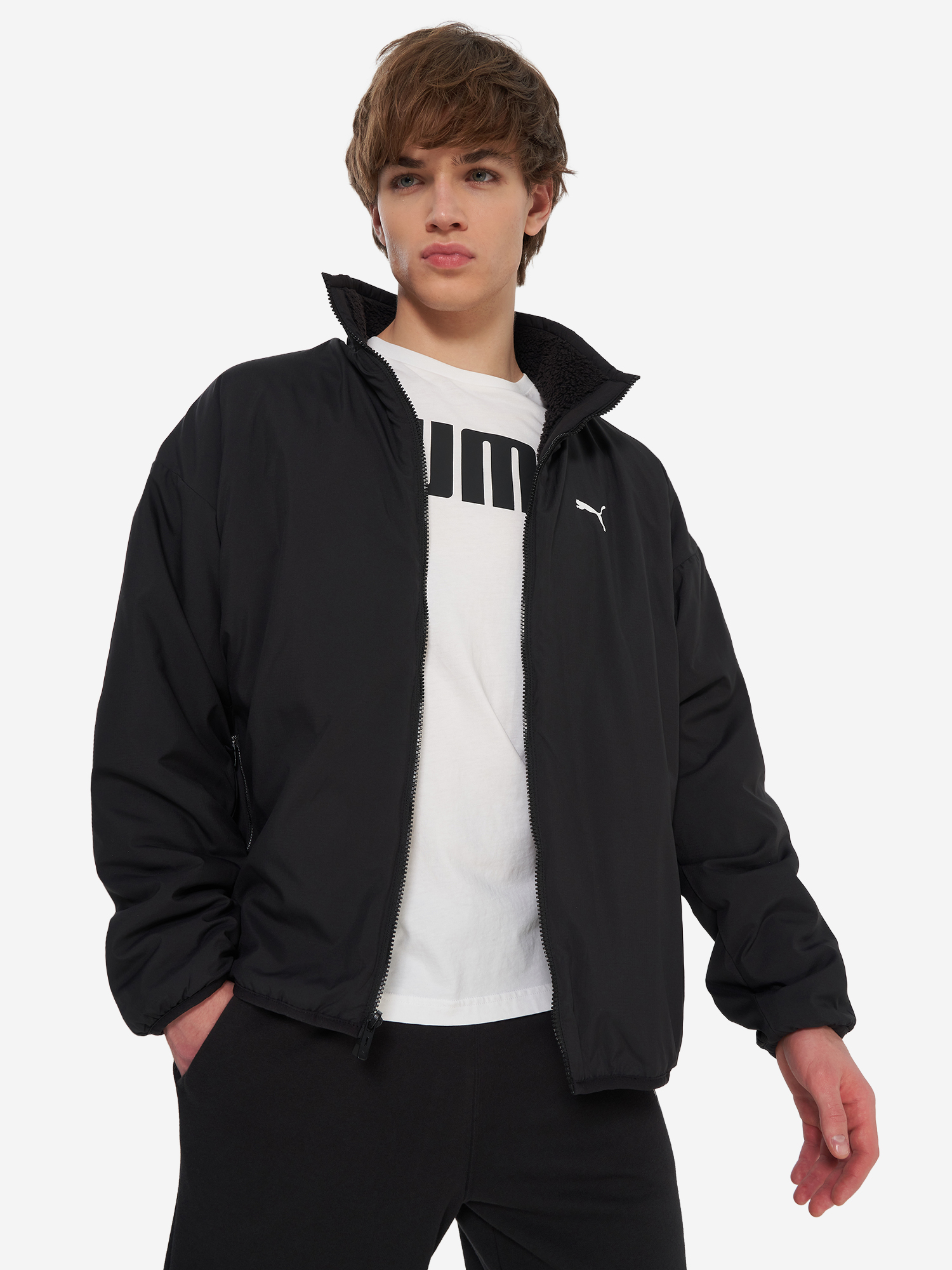 фото Толстовка мужская puma reversible hybrid sherpa, черный