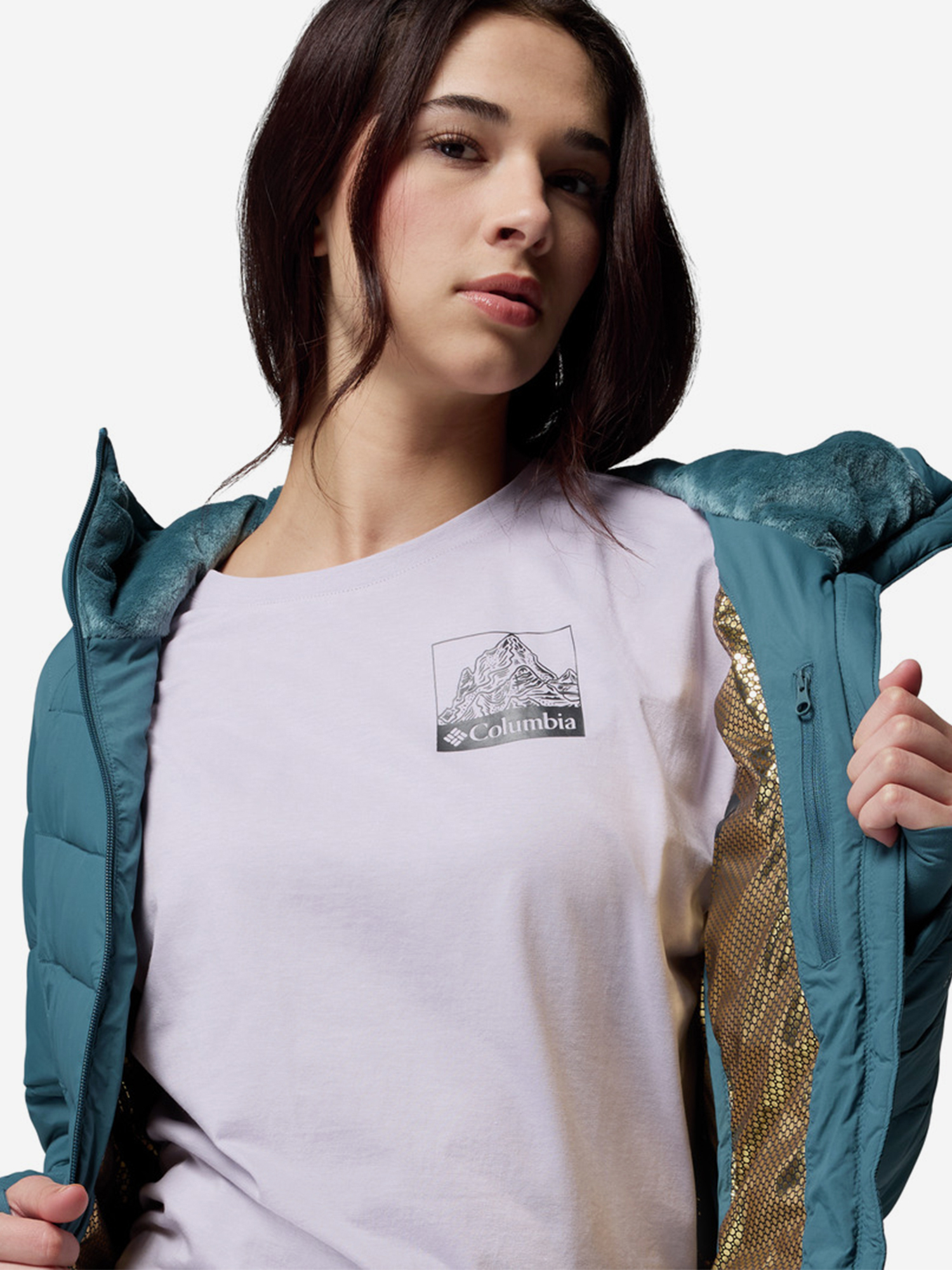 фото Куртка утепленная женская columbia joy peak ii mid jacket, голубой