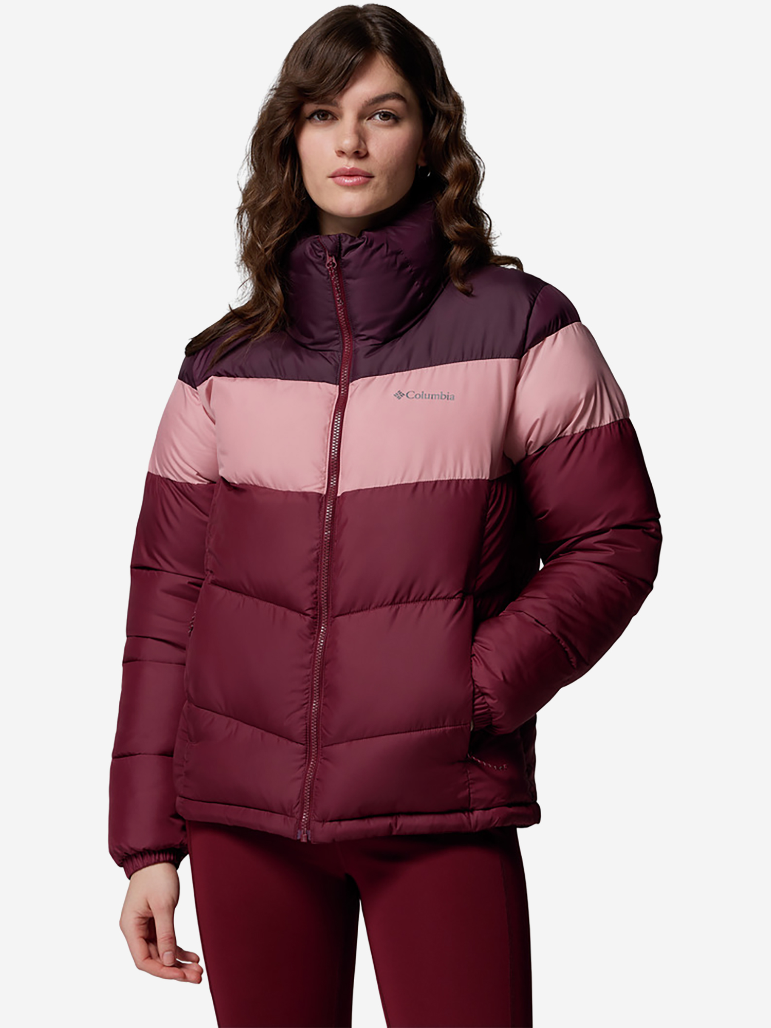 фото Куртка утепленная женская columbia puffect ii colorblock jacket, красный