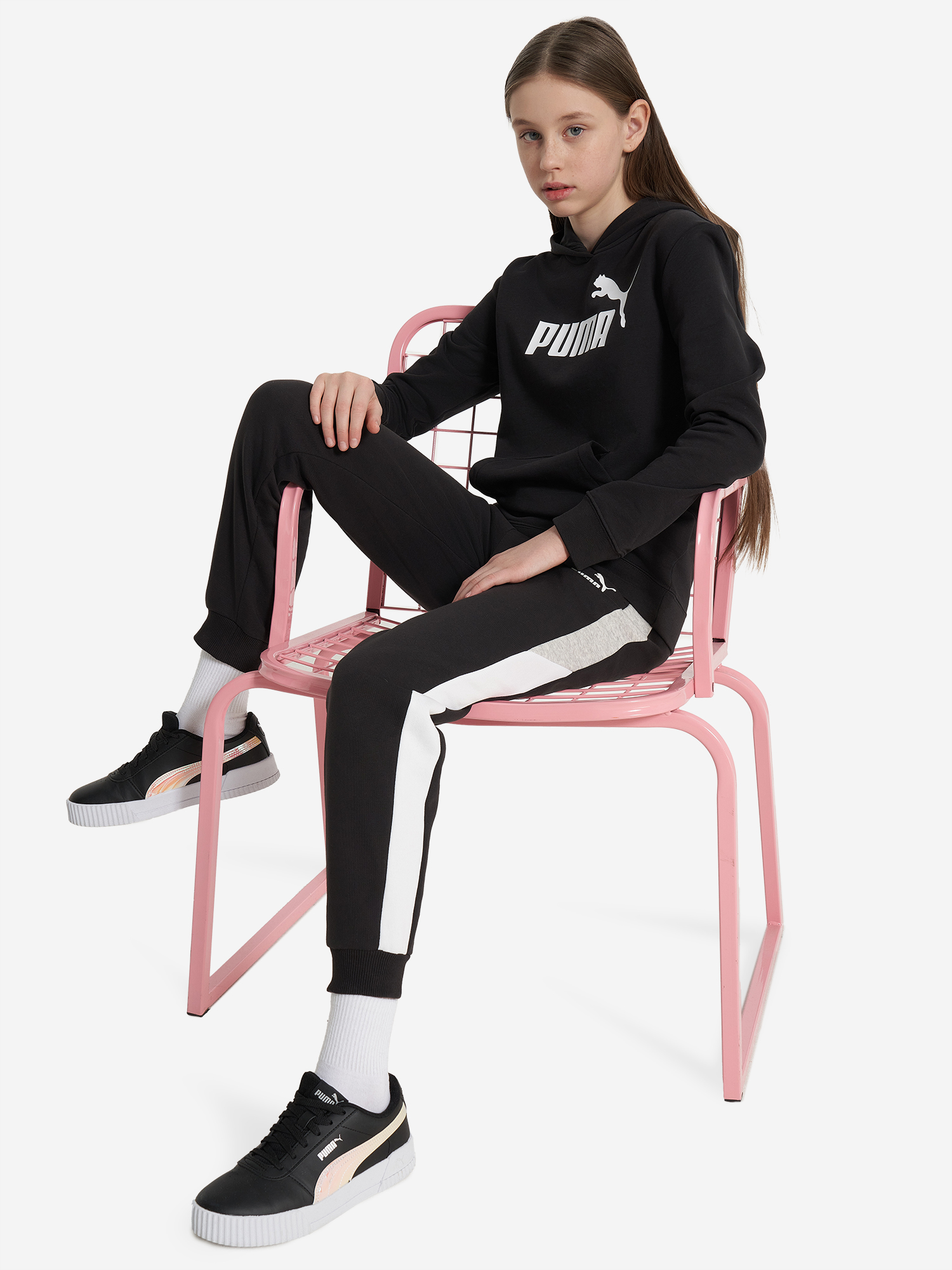 фото Худи для девочек puma no. 1 logo, черный