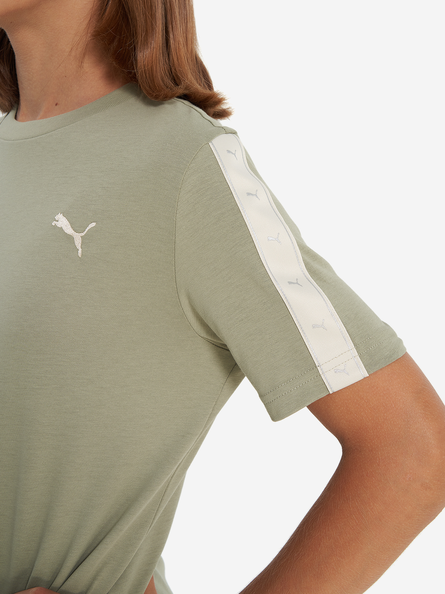 фото Футболка для девочек puma tape, зеленый