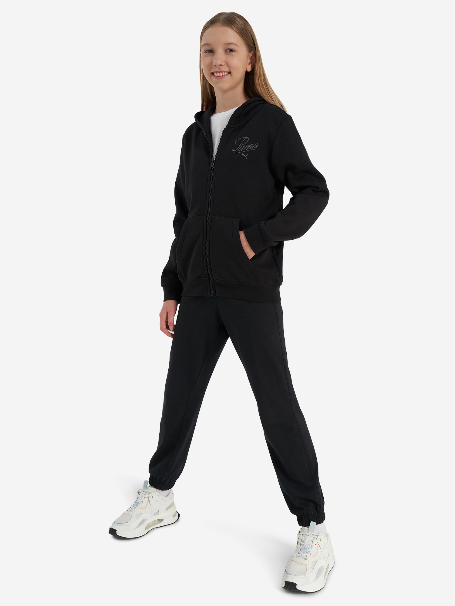 фото Толстовка для девочек puma ess script, черный