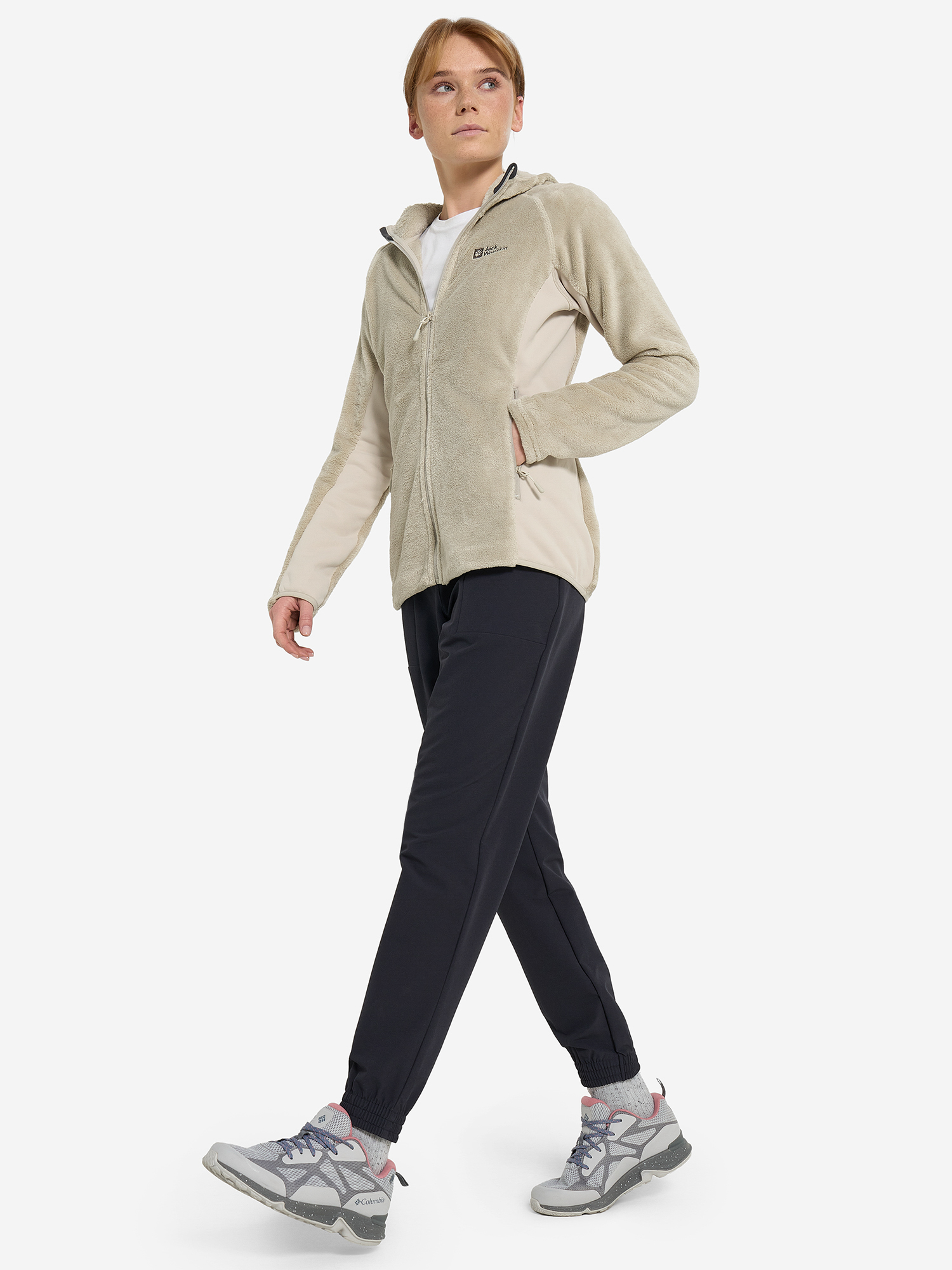 фото Толстовка женская jack wolfskin rotwand, бежевый