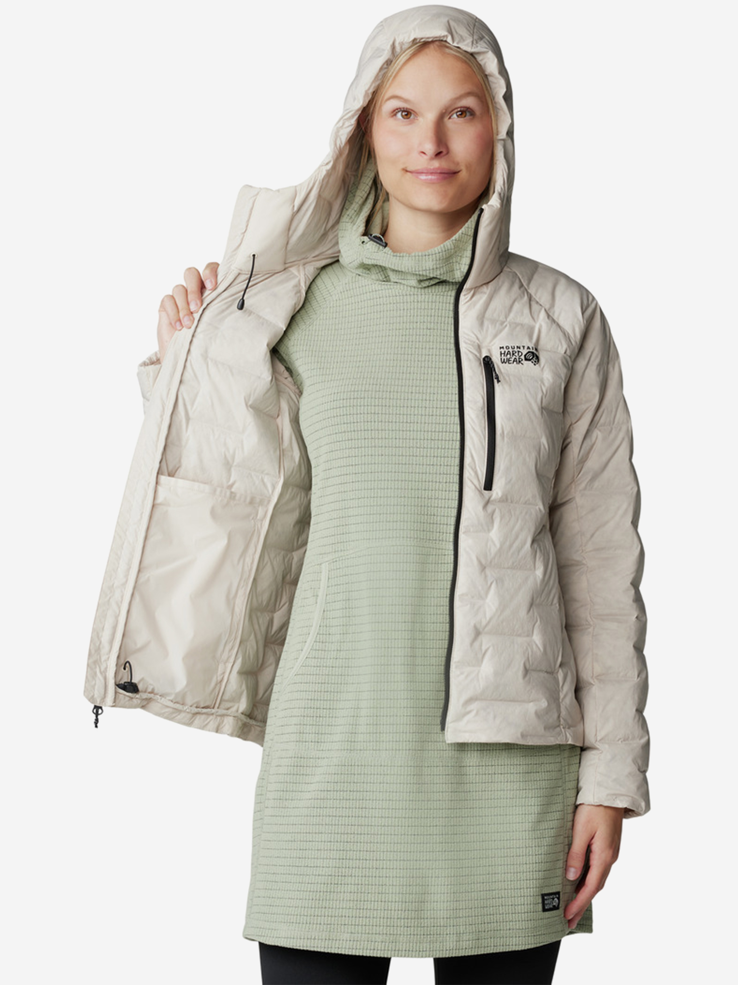 фото Пуховик женский mountain hardwear stretchdown, бежевый