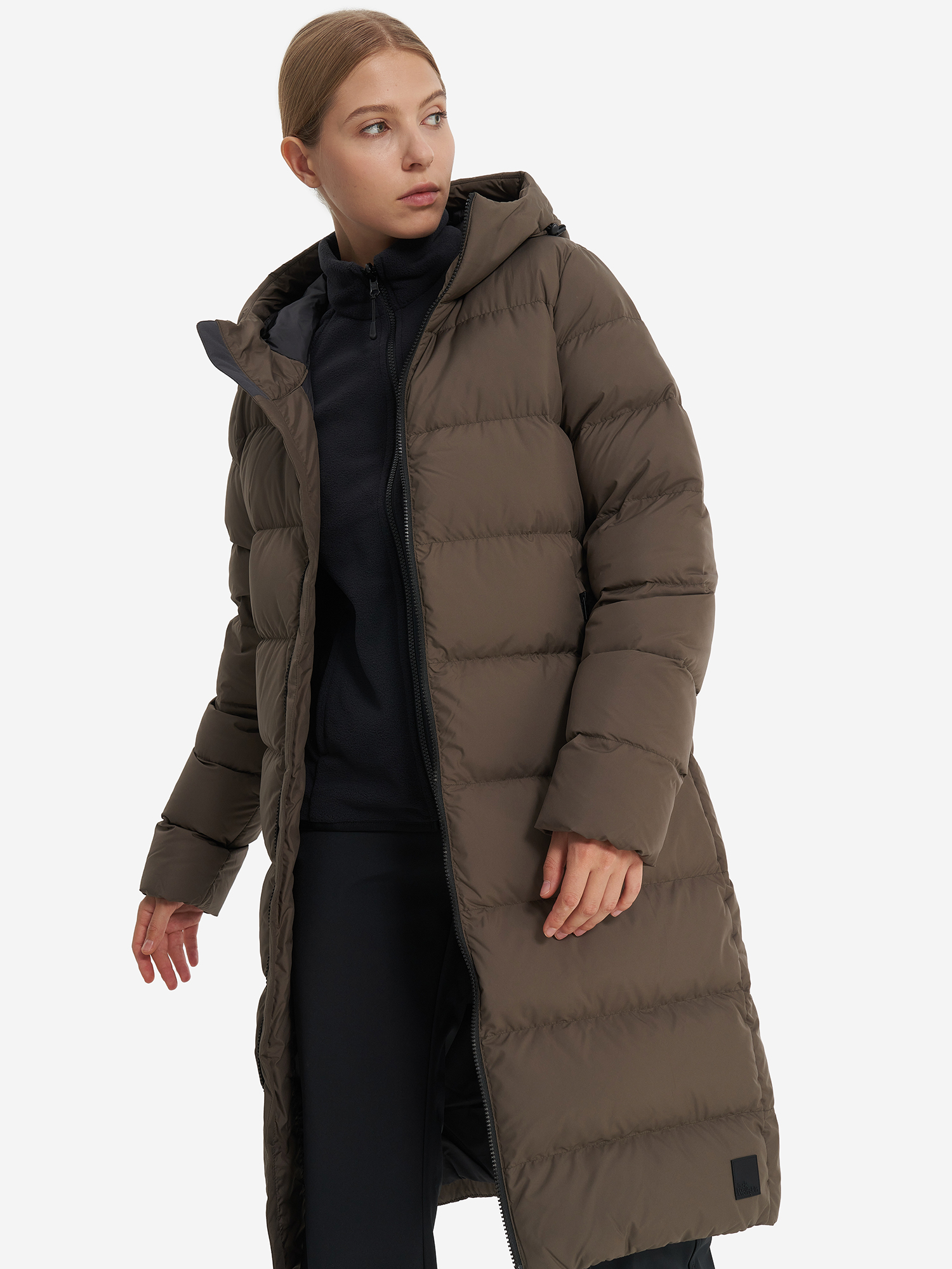 фото Пальто пуховое женское jack wolfskin frozen palace, коричневый