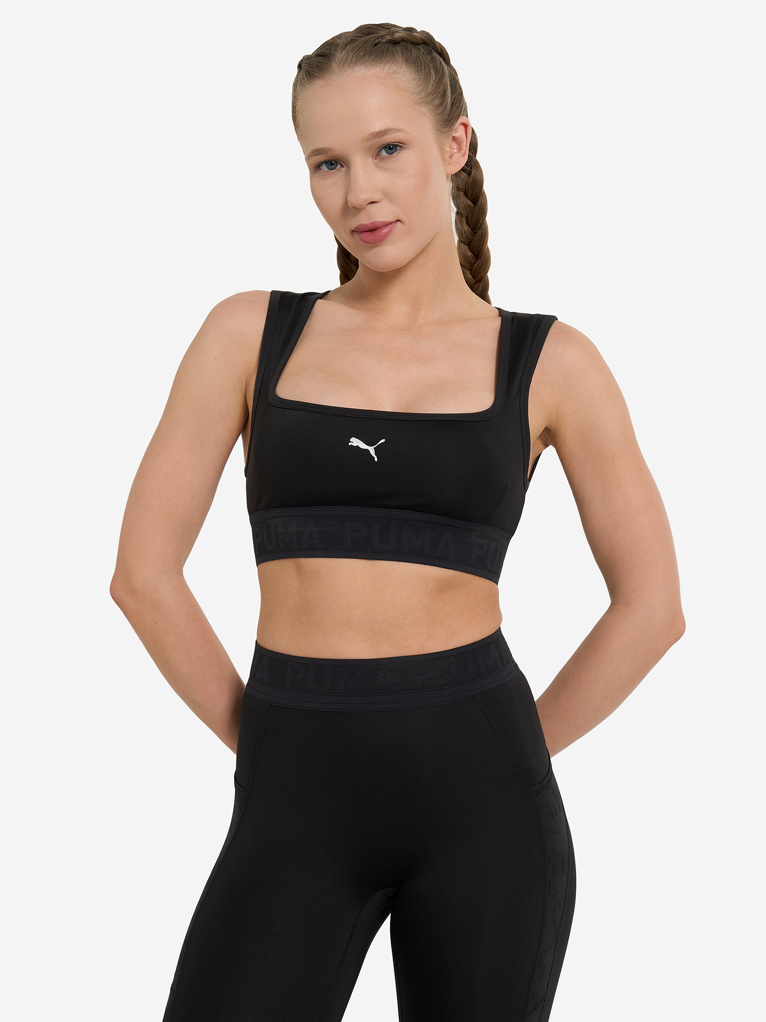 фото Топ бра спортивный puma move lace bra, черный