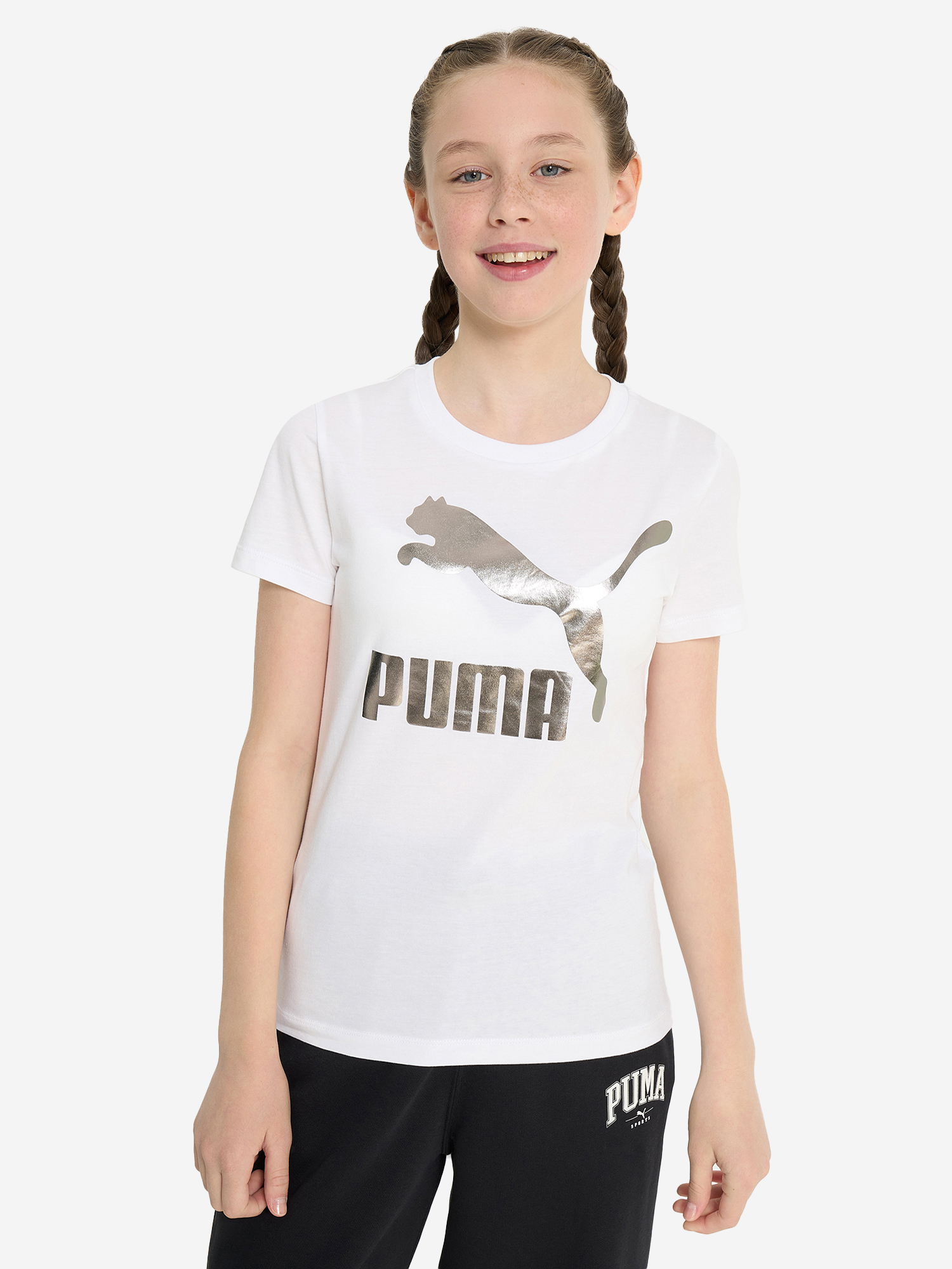 фото Футболка для девочек puma classics logo, белый