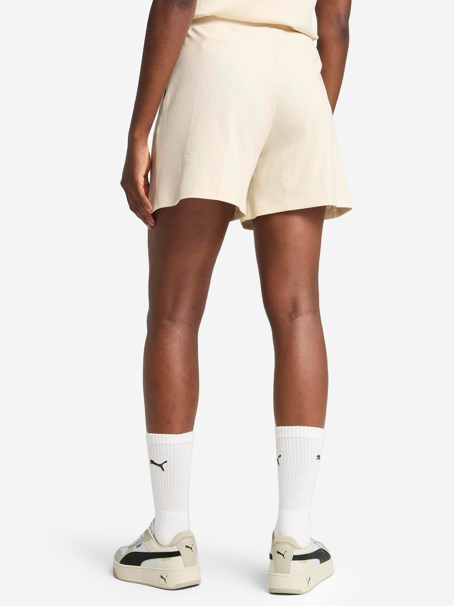 фото Шорты спортивные женские puma ess elevated, бежевый