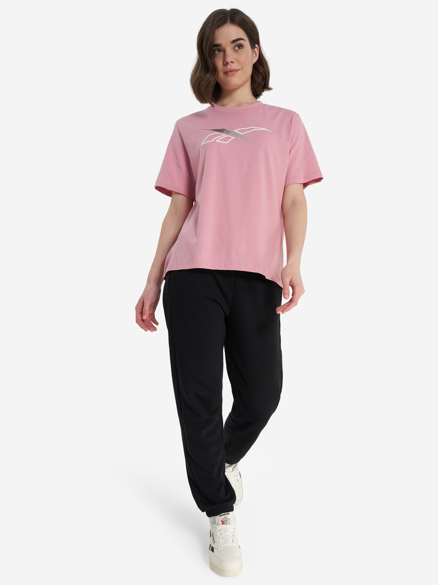 фото Футболка женская reebok brielle crew, розовый