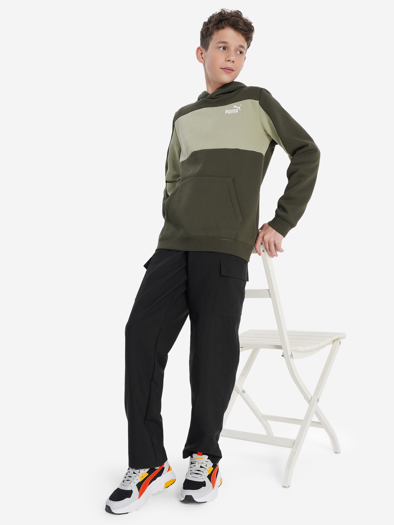 фото Худи для мальчиков puma ess block, зеленый