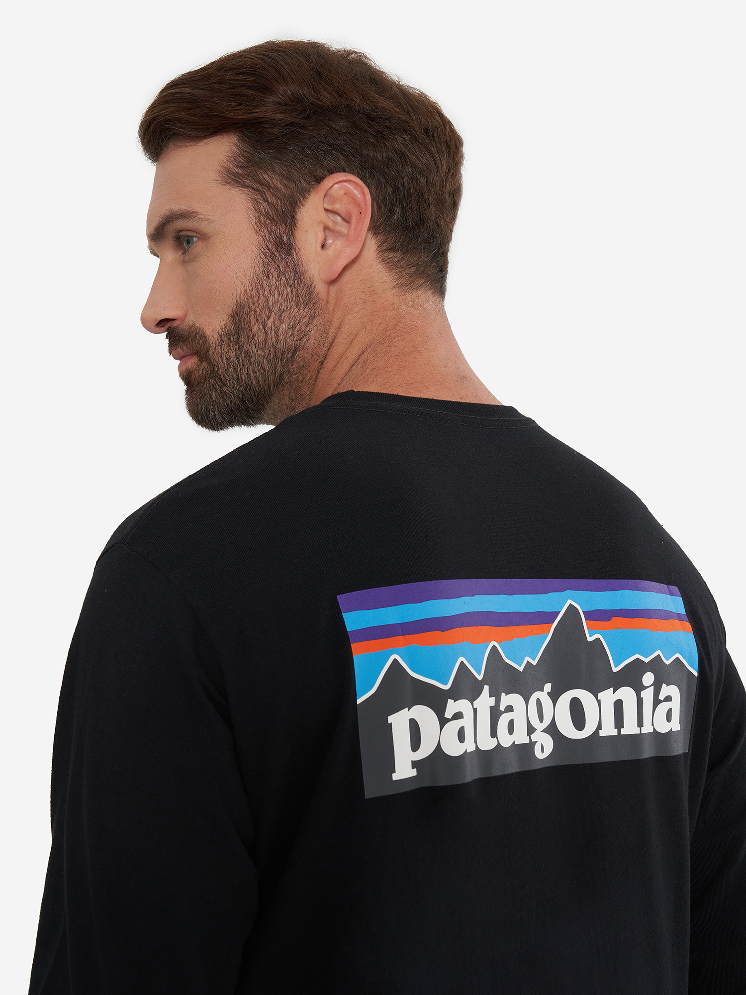 фото Лонгслив мужской patagonia logo, черный