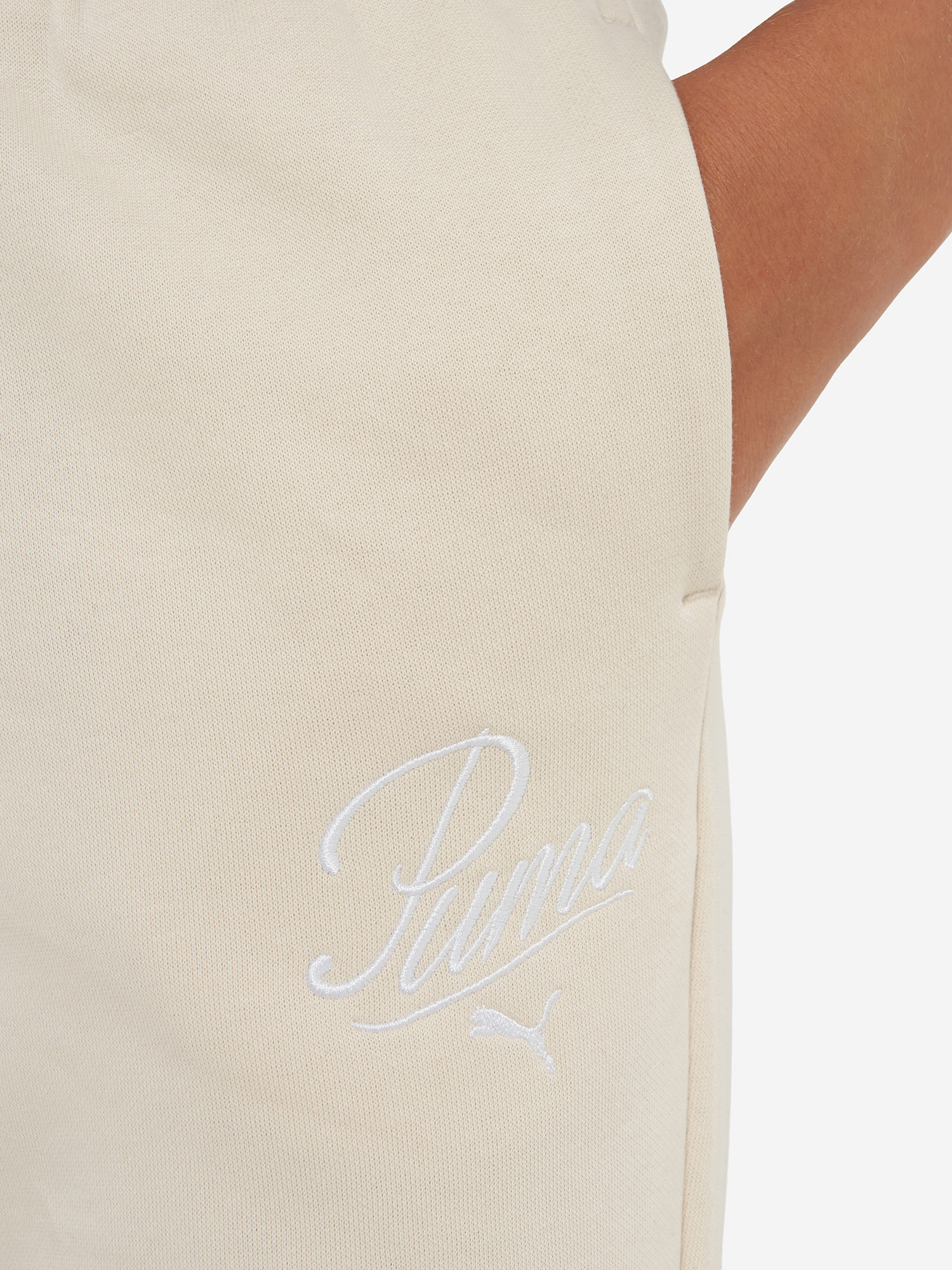 фото Брюки для девочек puma ess script, бежевый