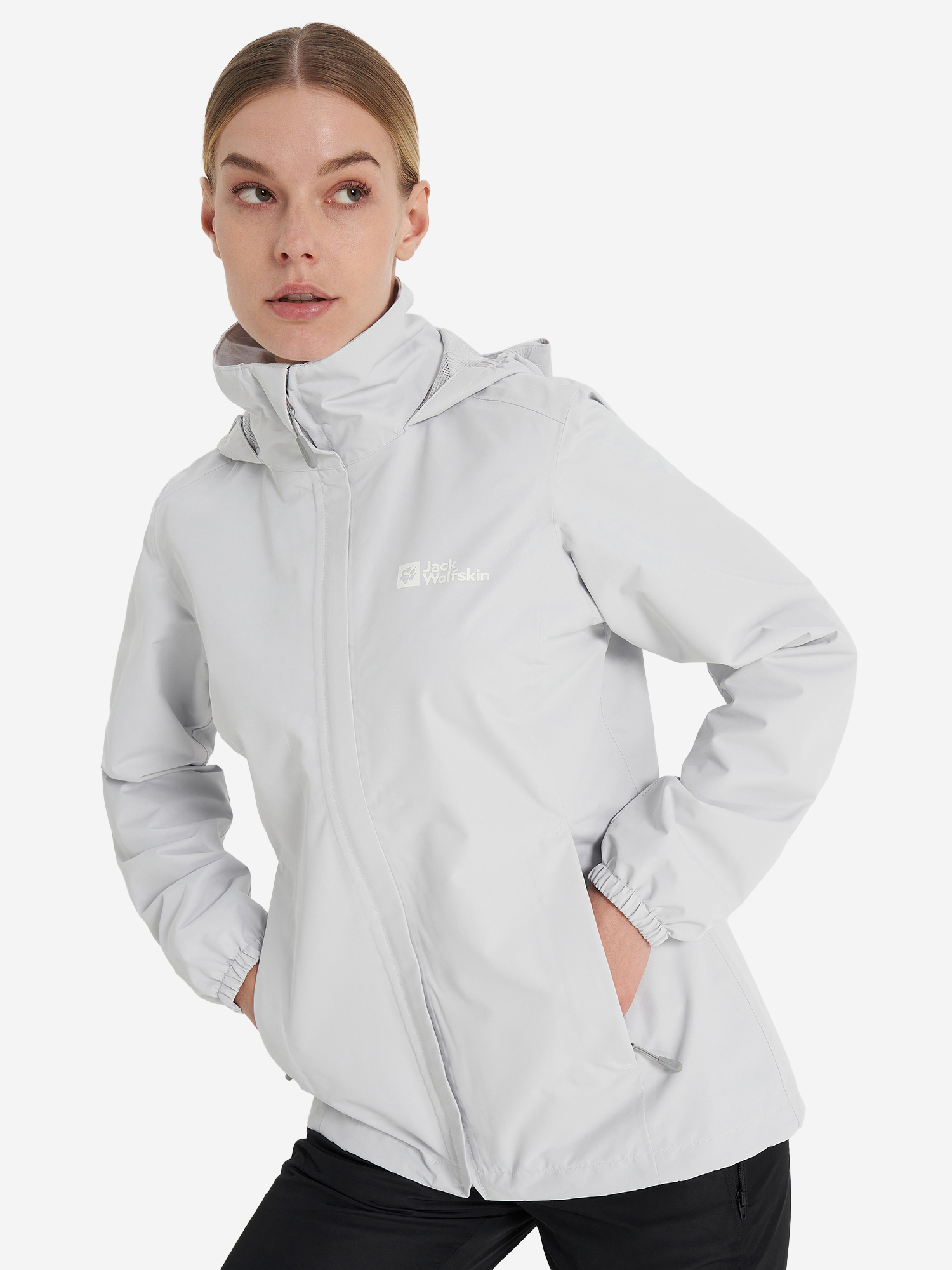фото Куртка мембранная женская jack wolfskin stormy point, серый