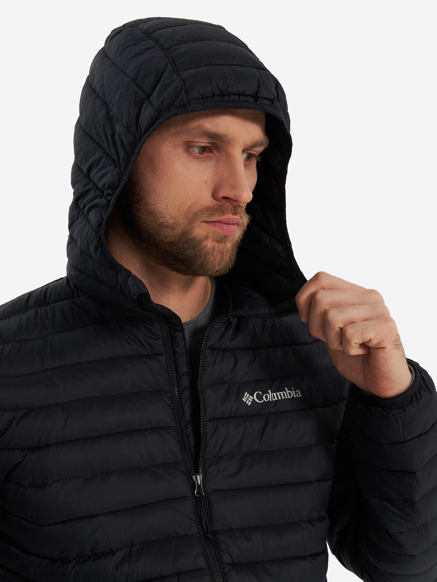 фото Куртка утепленная мужская columbia powder pass hooded jacket, черный