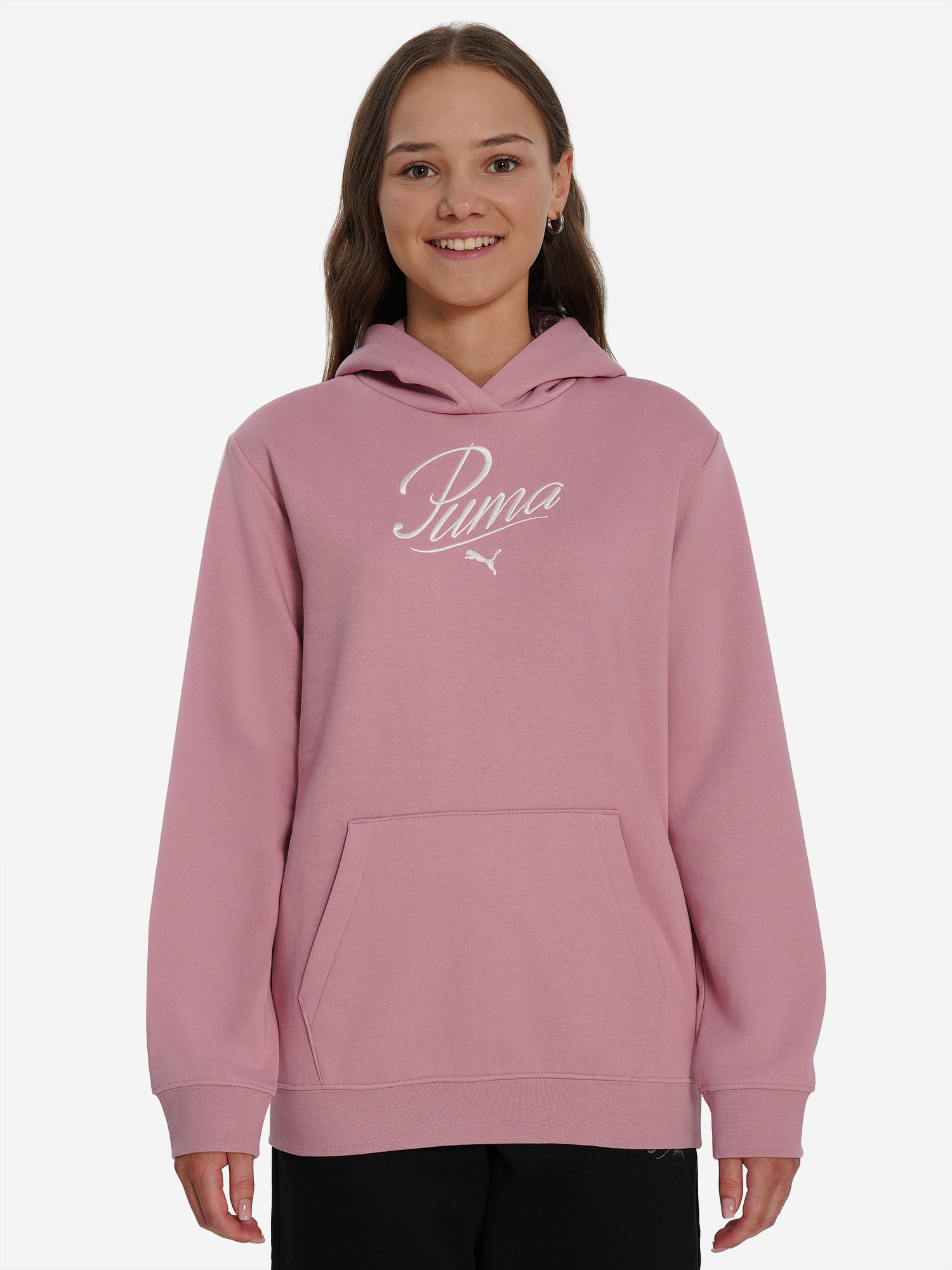 фото Худи для девочек puma script, розовый