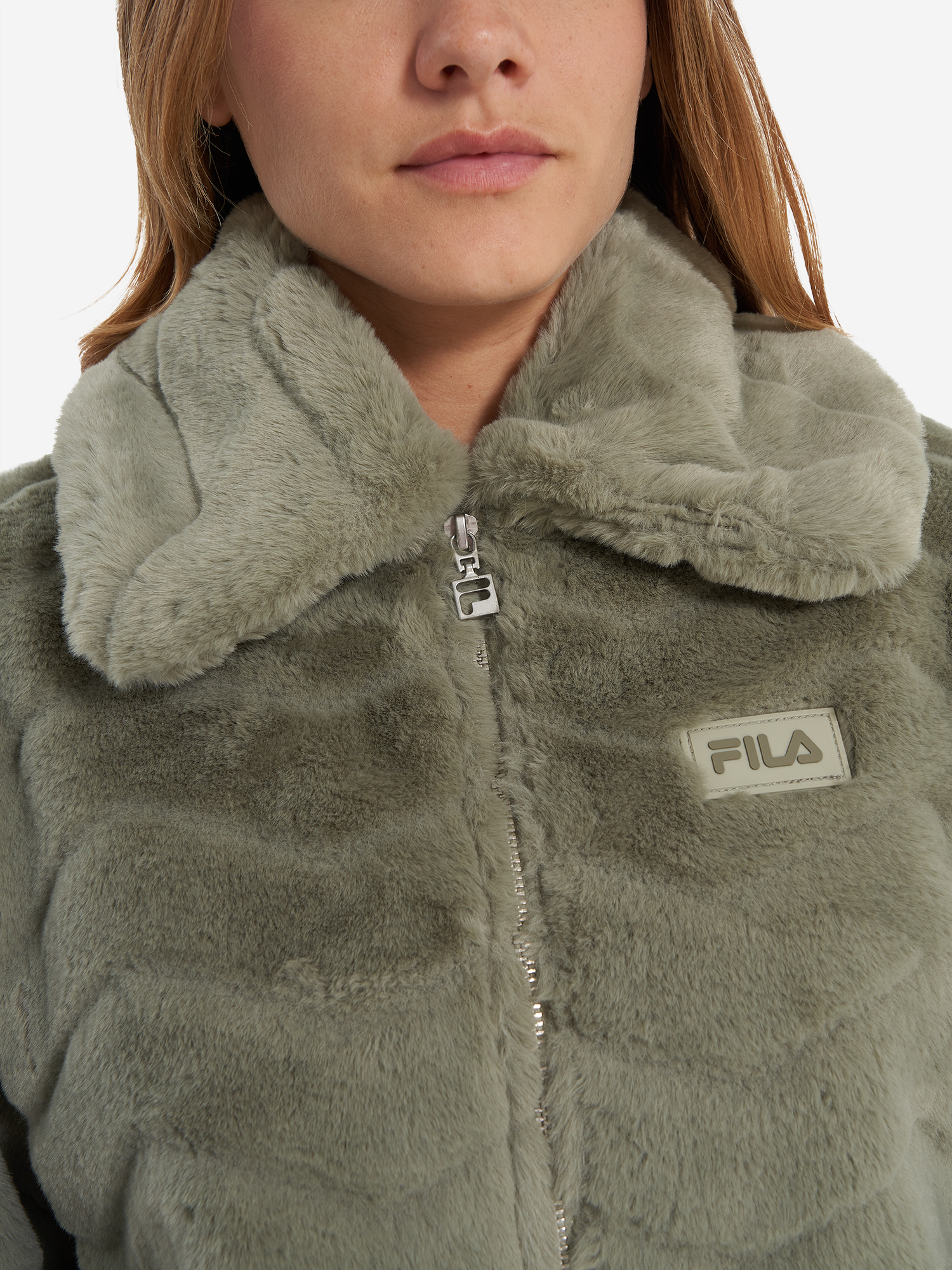 фото Куртка меховая женская fila, зеленый