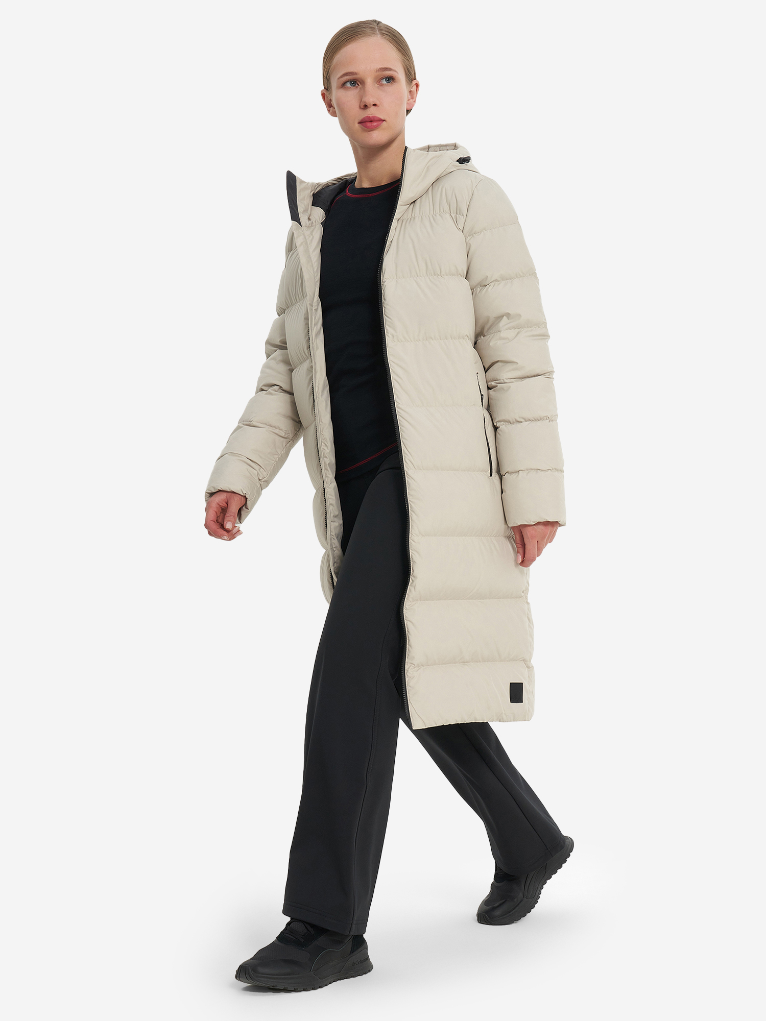 фото Пальто пуховое женское jack wolfskin frozen palace, бежевый