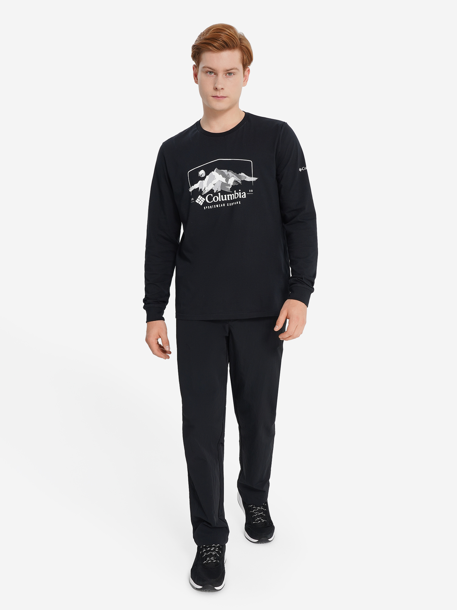 фото Лонгслив мужской columbia csc seasonal logo ls tee, черный