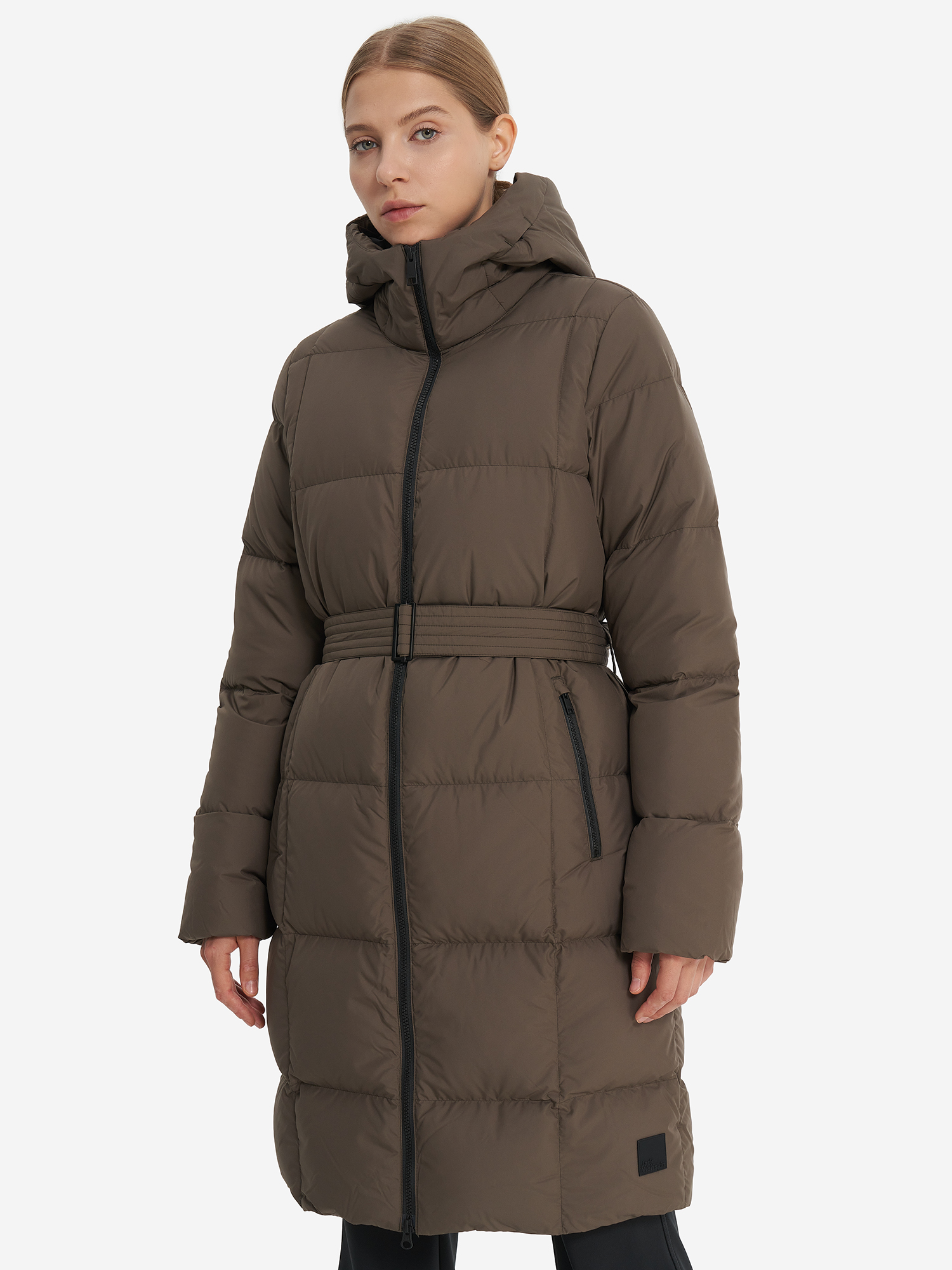 фото Пальто пуховое женское jack wolfskin frozen lake, коричневый