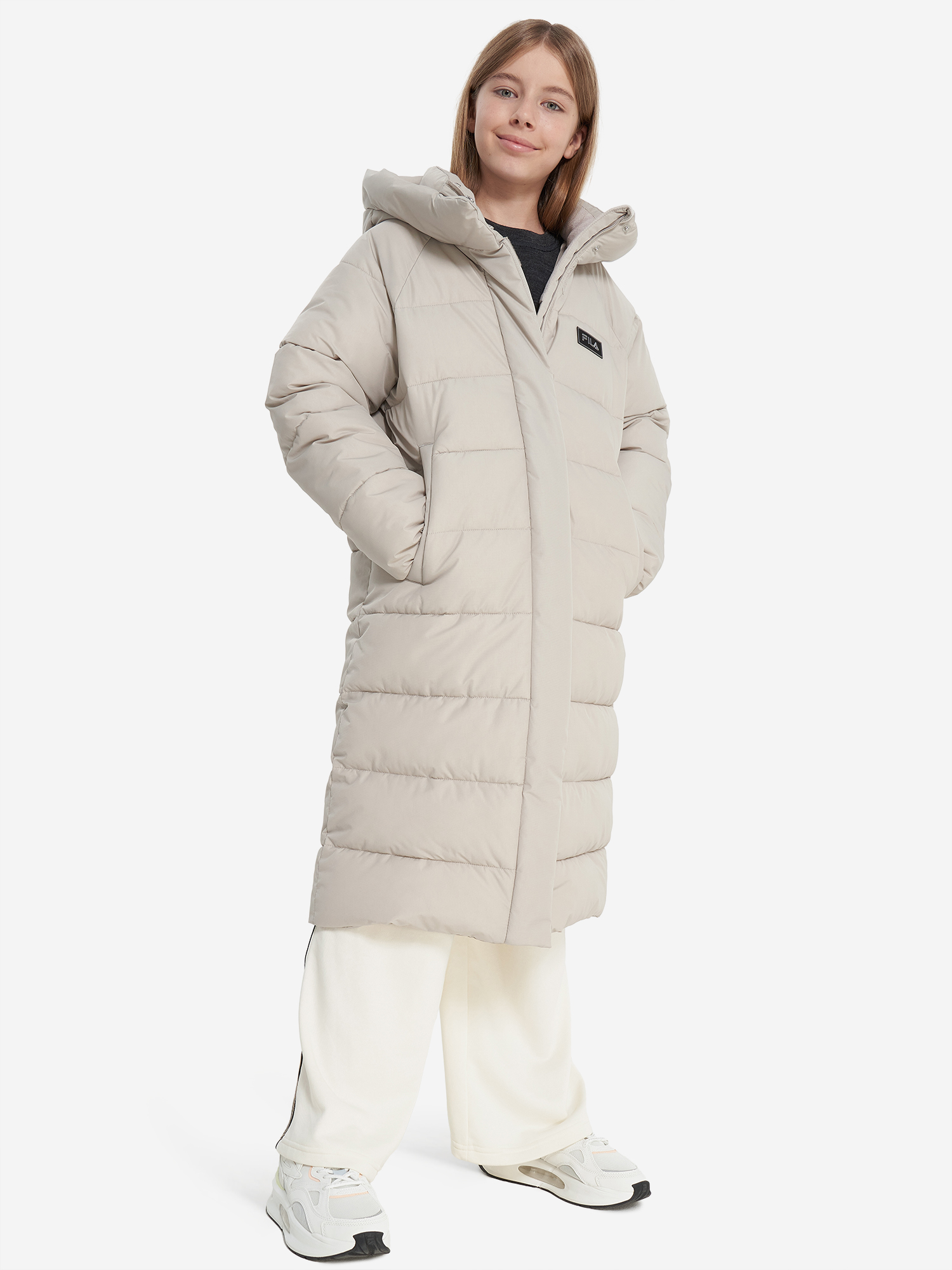 фото Пальто утепленное для девочек fila, серый