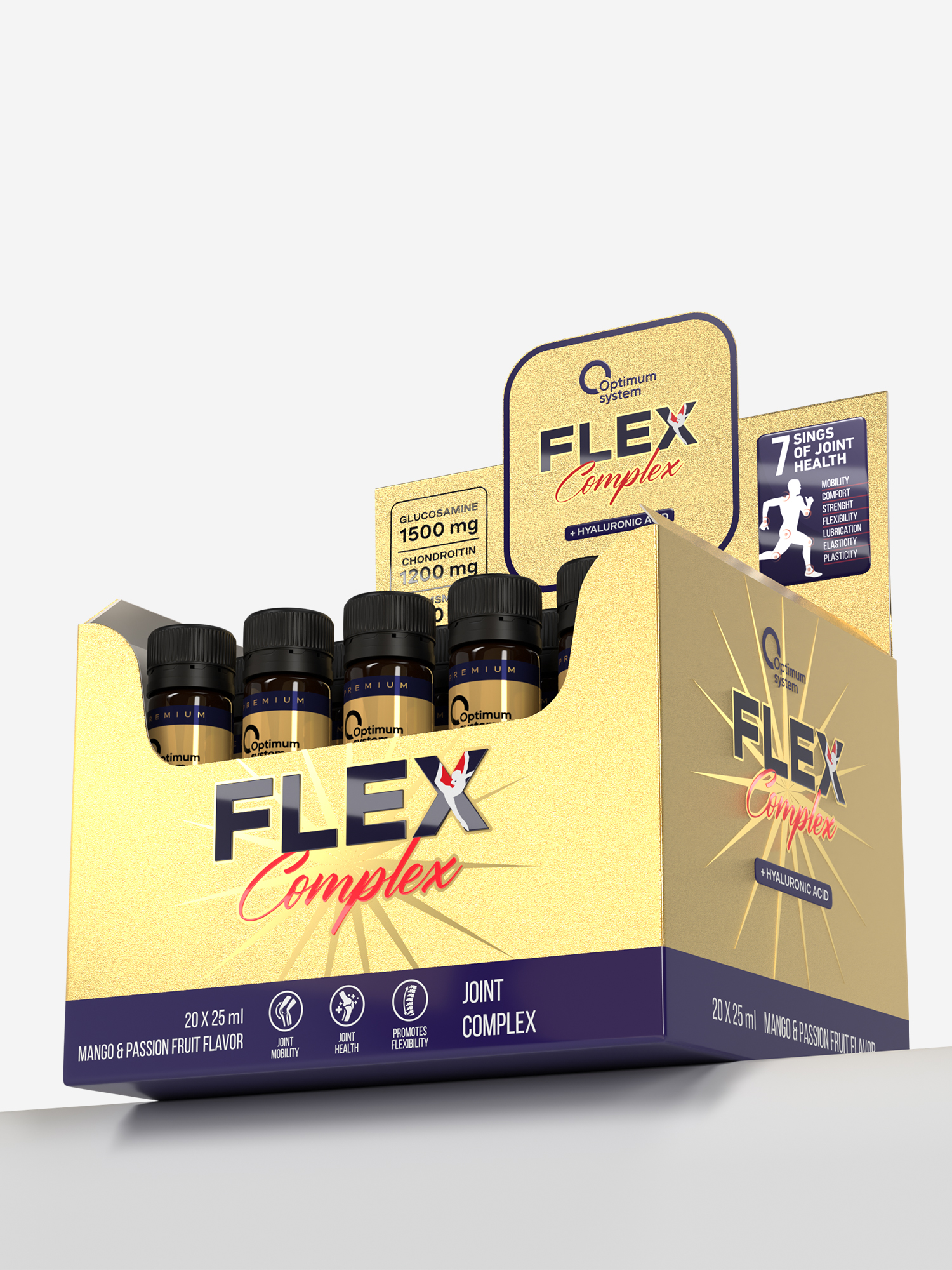 фото Комплекс для суставов и связок optimum system flex liquid, 20 шт, золотой