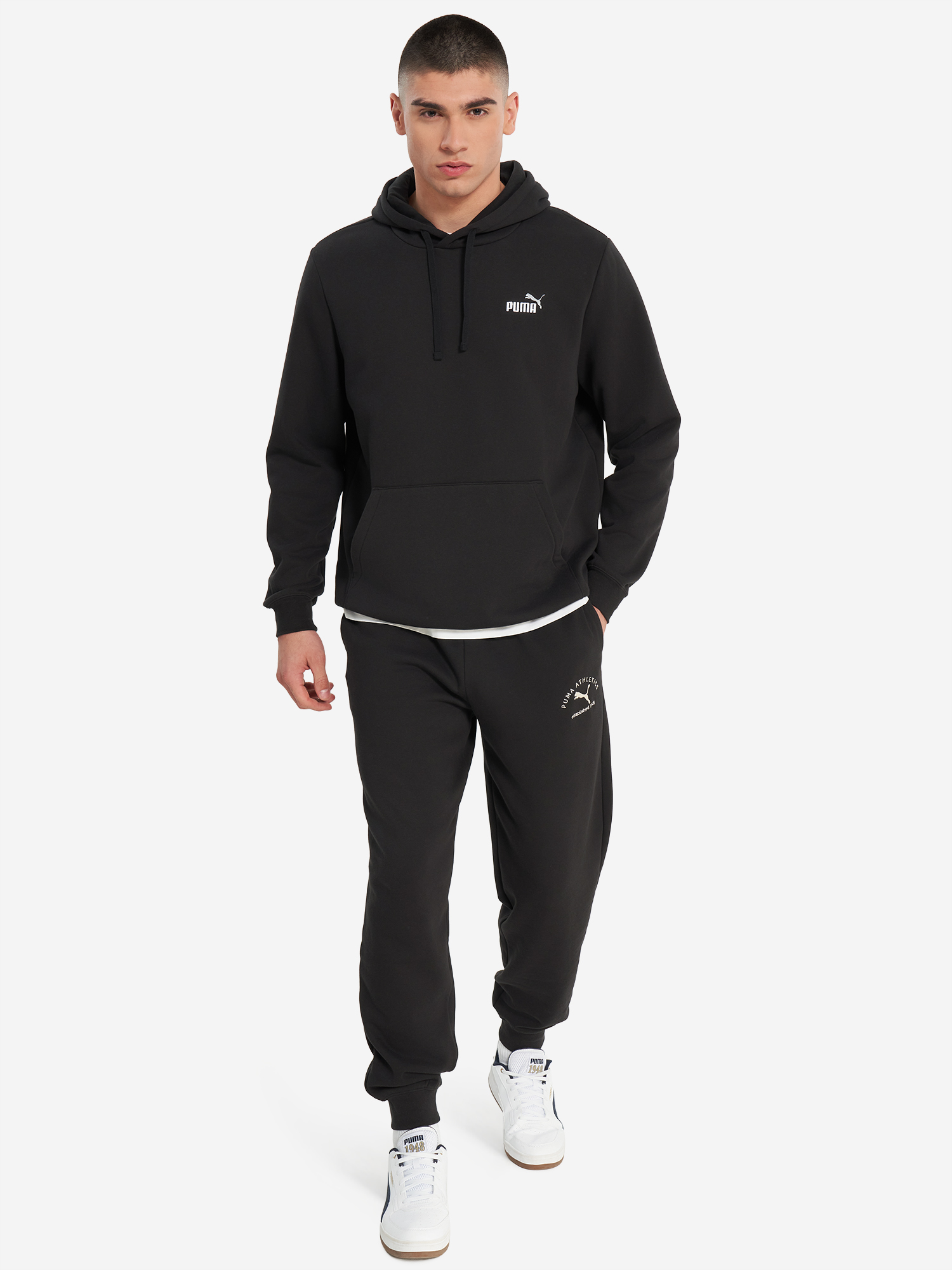 фото Худи мужское puma ess 2 color small no. 1 logo, черный