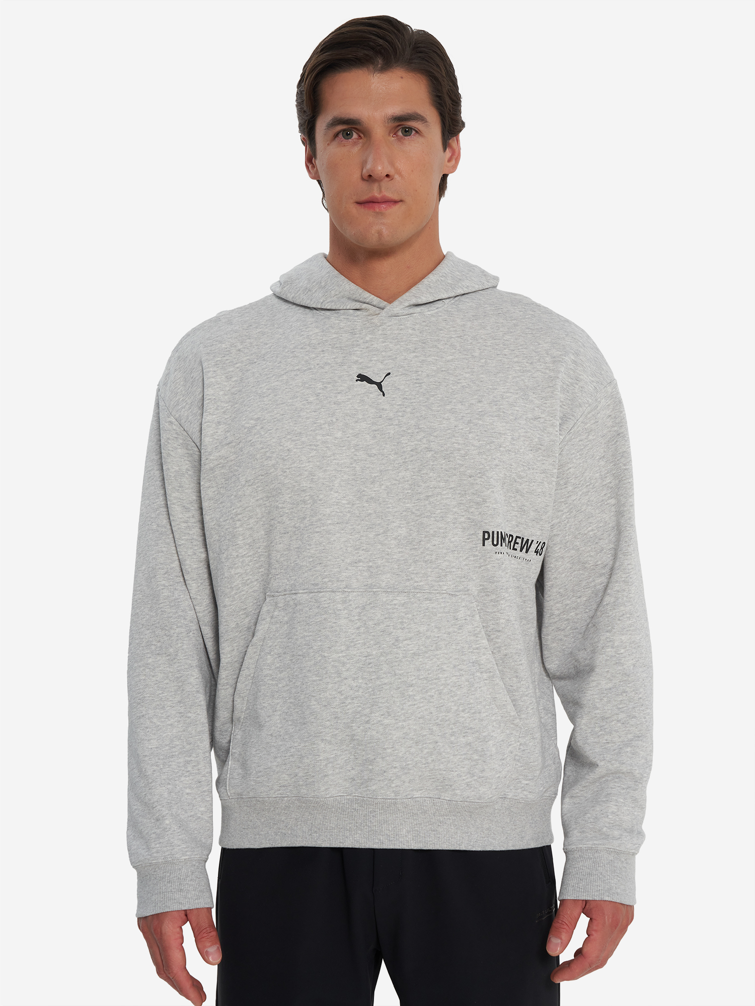 фото Худи мужское puma graphic french terry, серый