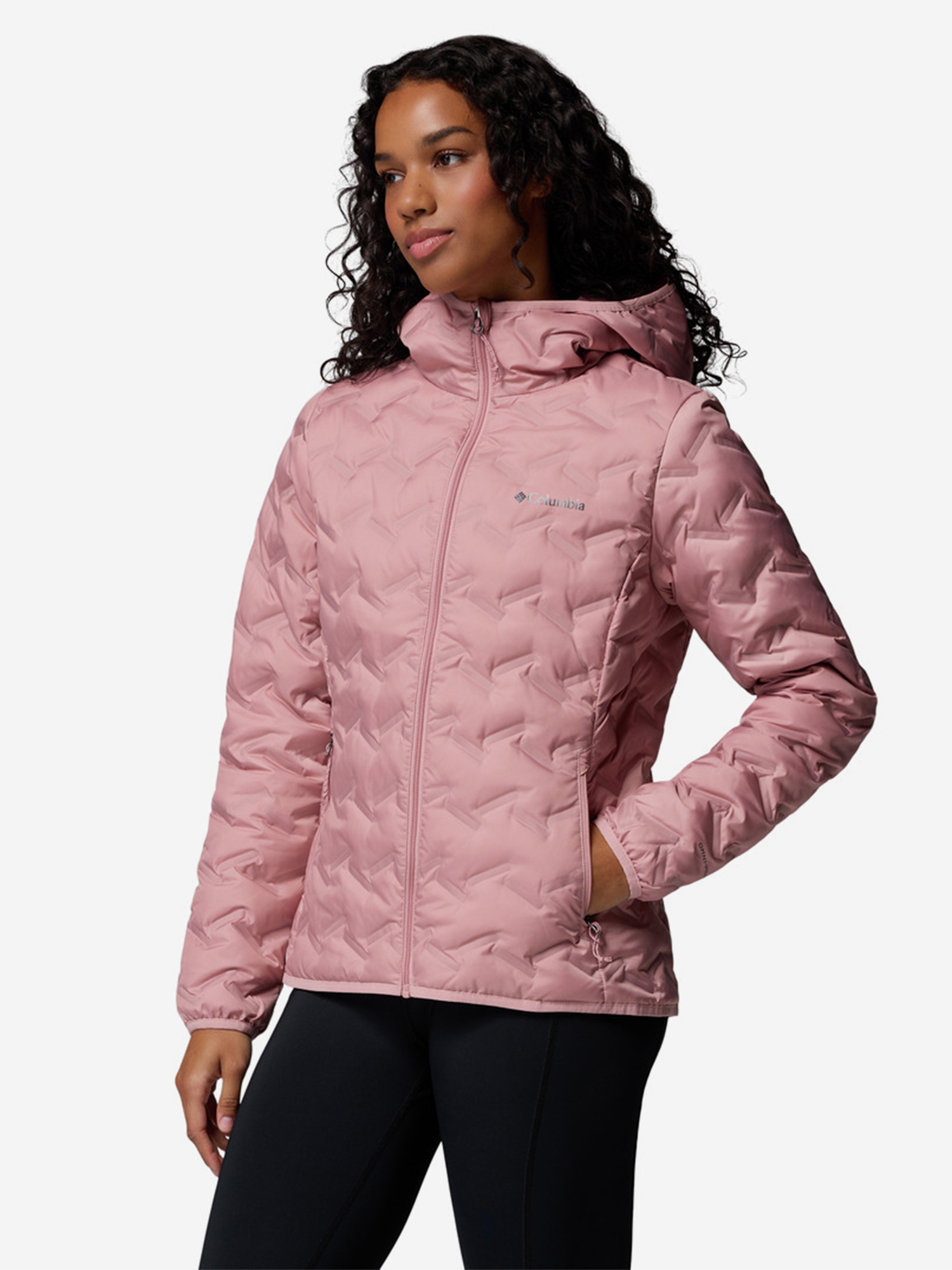 фото Пуховик женский columbia delta ridge ii down hooded jacket, розовый
