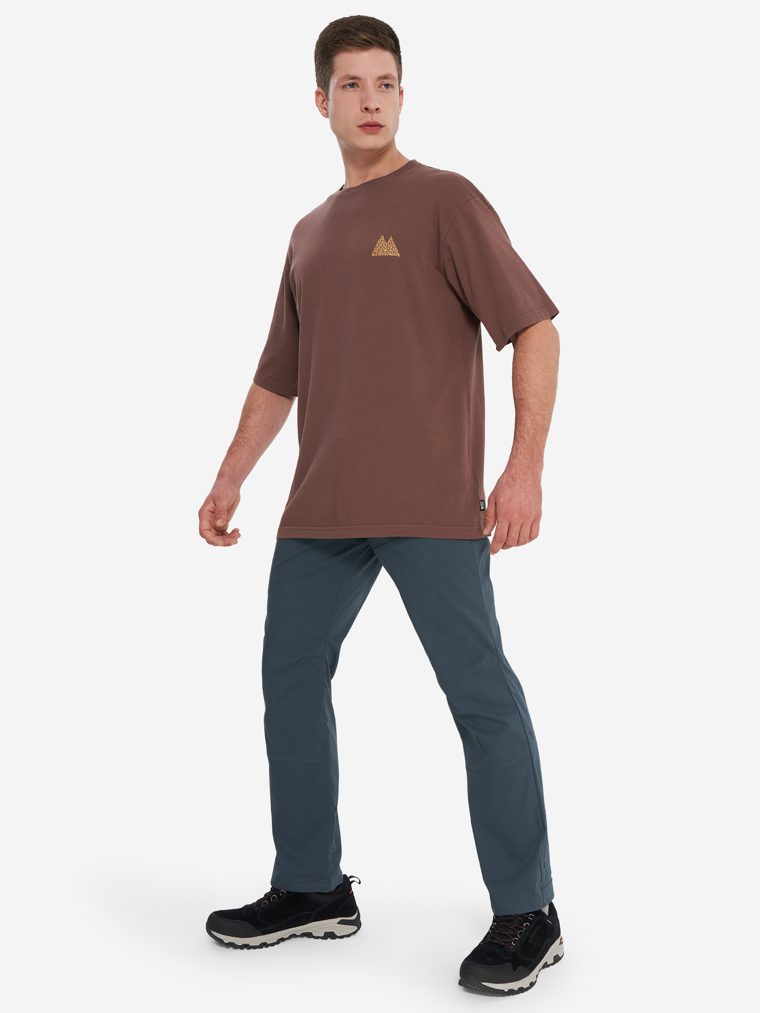 фото Футболка мужская mountain hardwear mountains collab short sleeve, коричневый