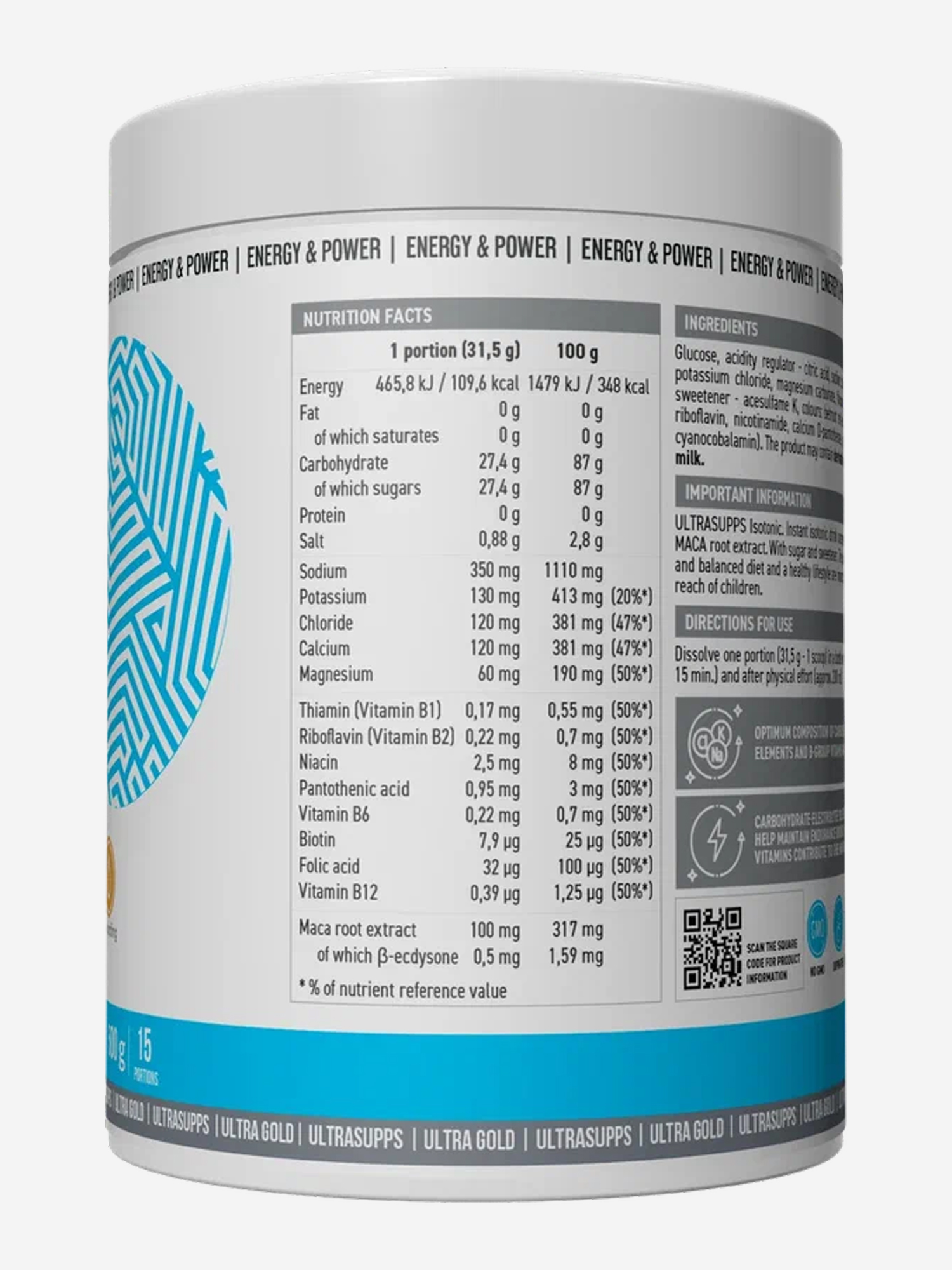 фото Изотоник ultrasupps ultra gold "арбуз", 500 г, белый
