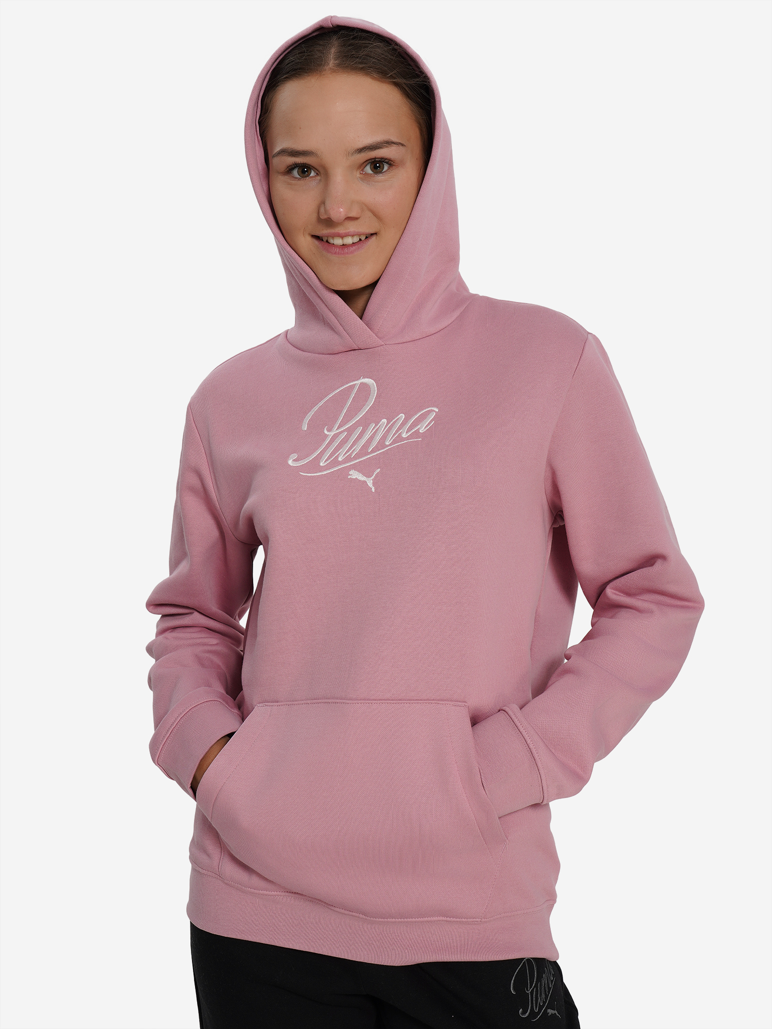 фото Худи для девочек puma script, розовый