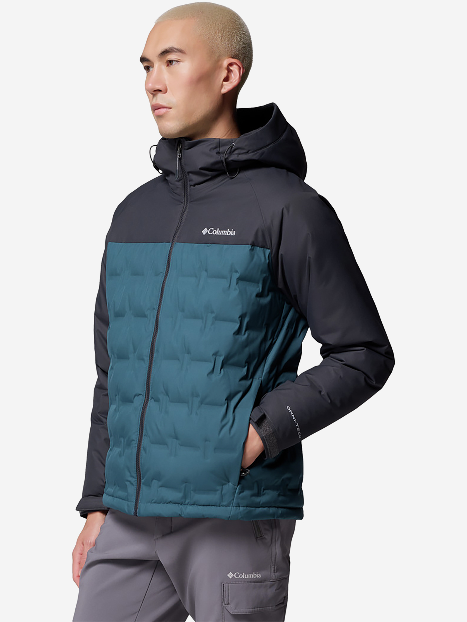 фото Пуховик мужской columbia grand trek iii down hooded jacket, голубой
