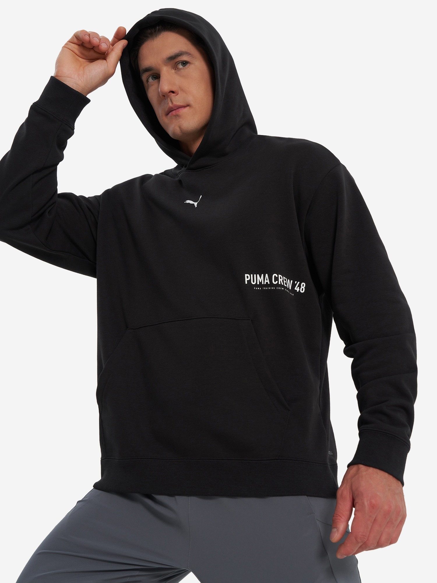 фото Худи мужское puma graphic french terry, черный