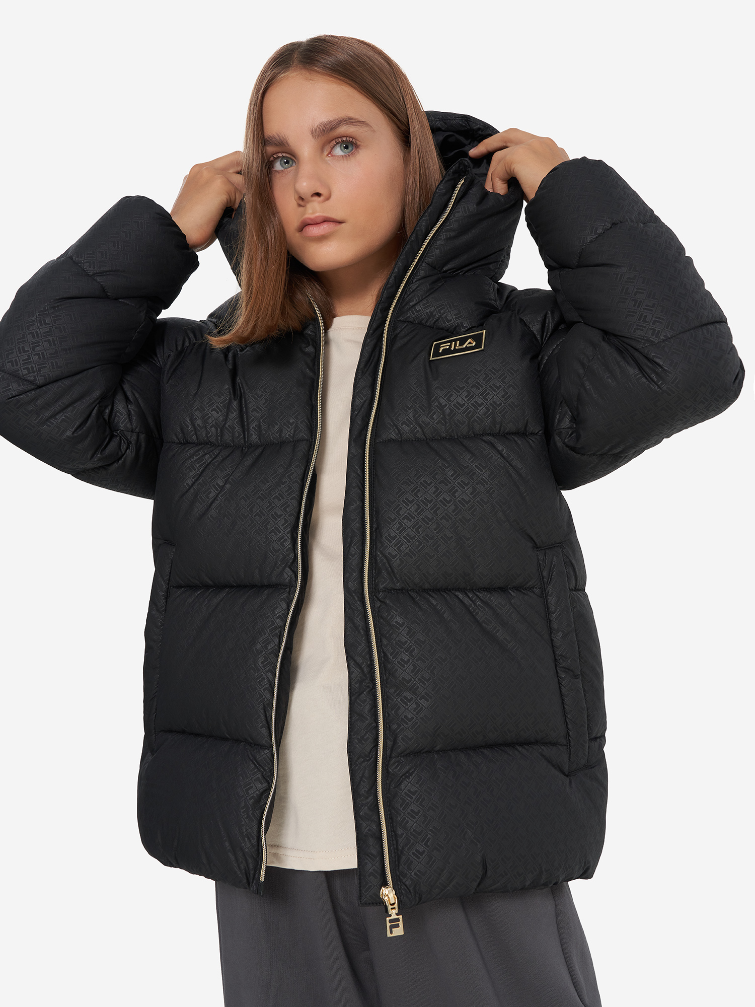 фото Пуховик для девочек fila, черный