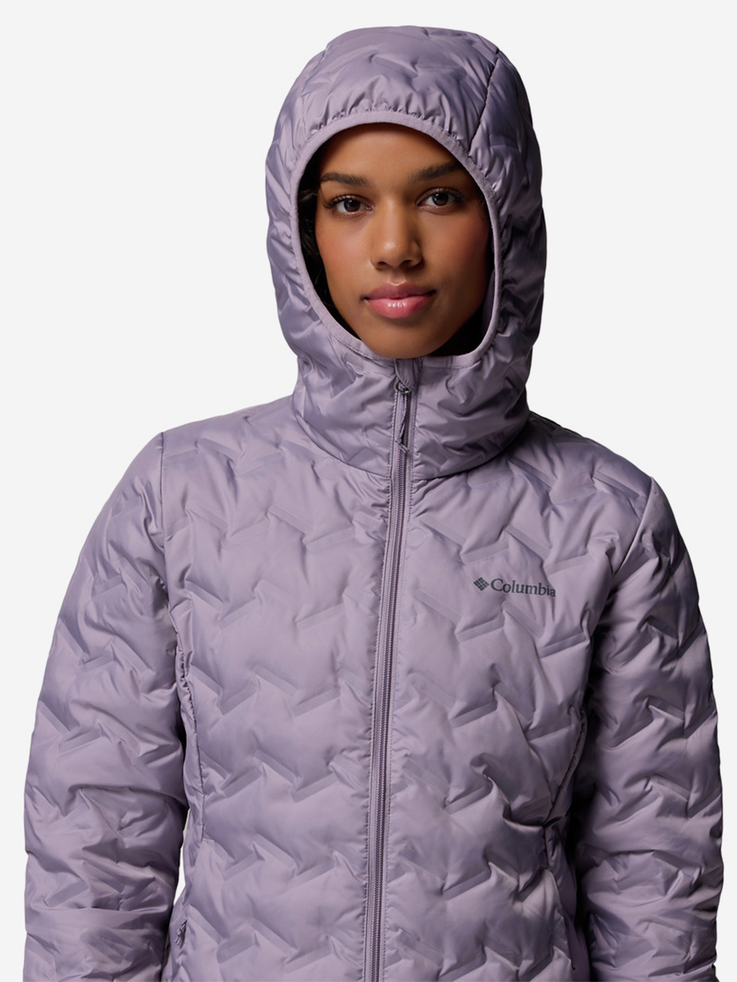 фото Пуховик женский columbia delta ridge ii long down jacket, розовый