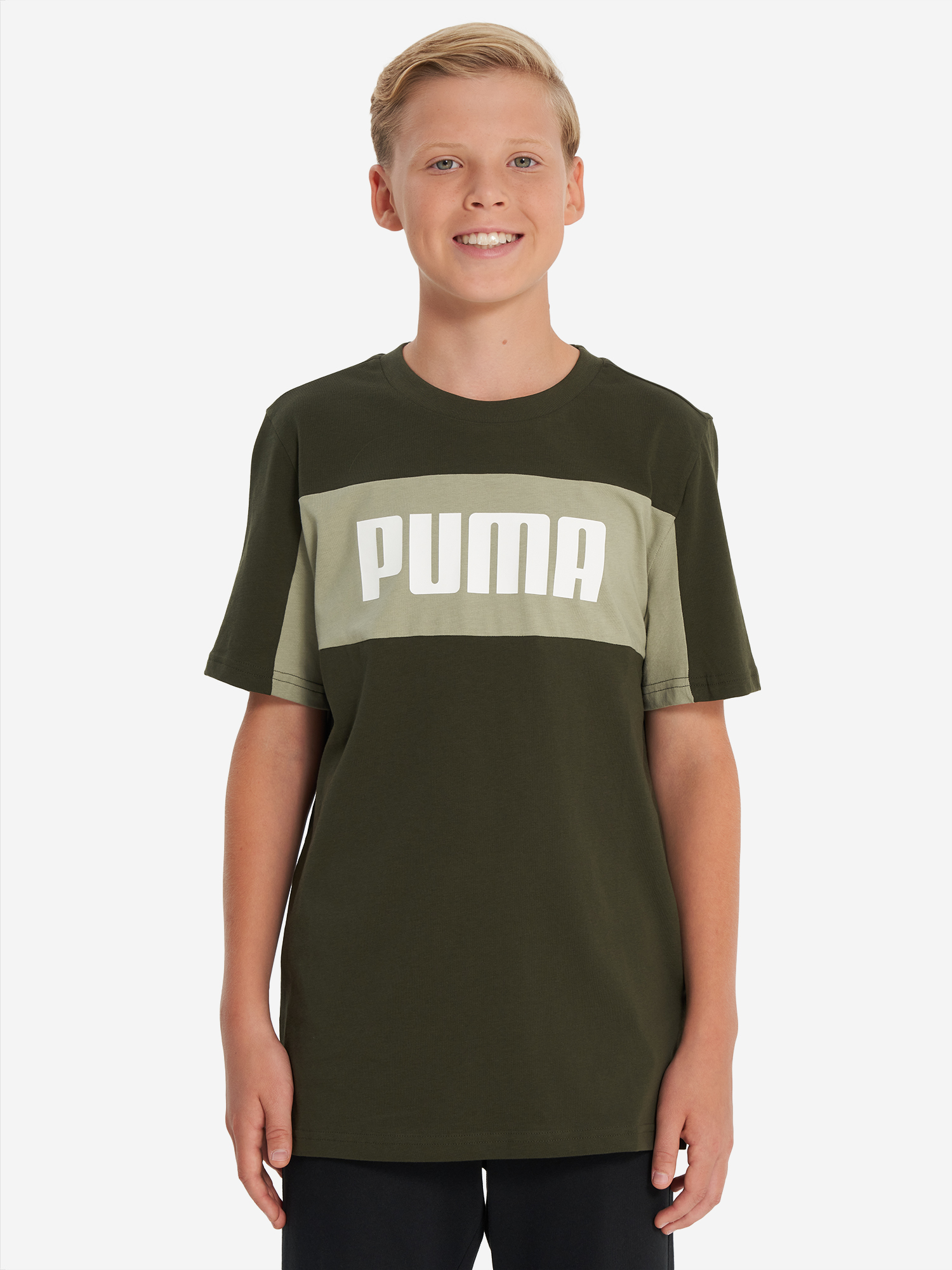 фото Футболка для мальчиков puma block, зеленый