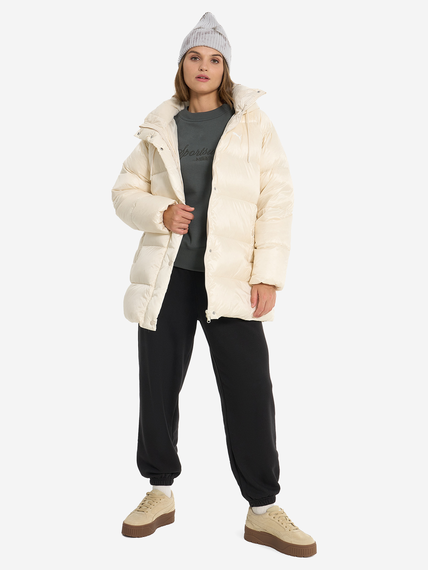 фото Пуховик женский puma style down, бежевый