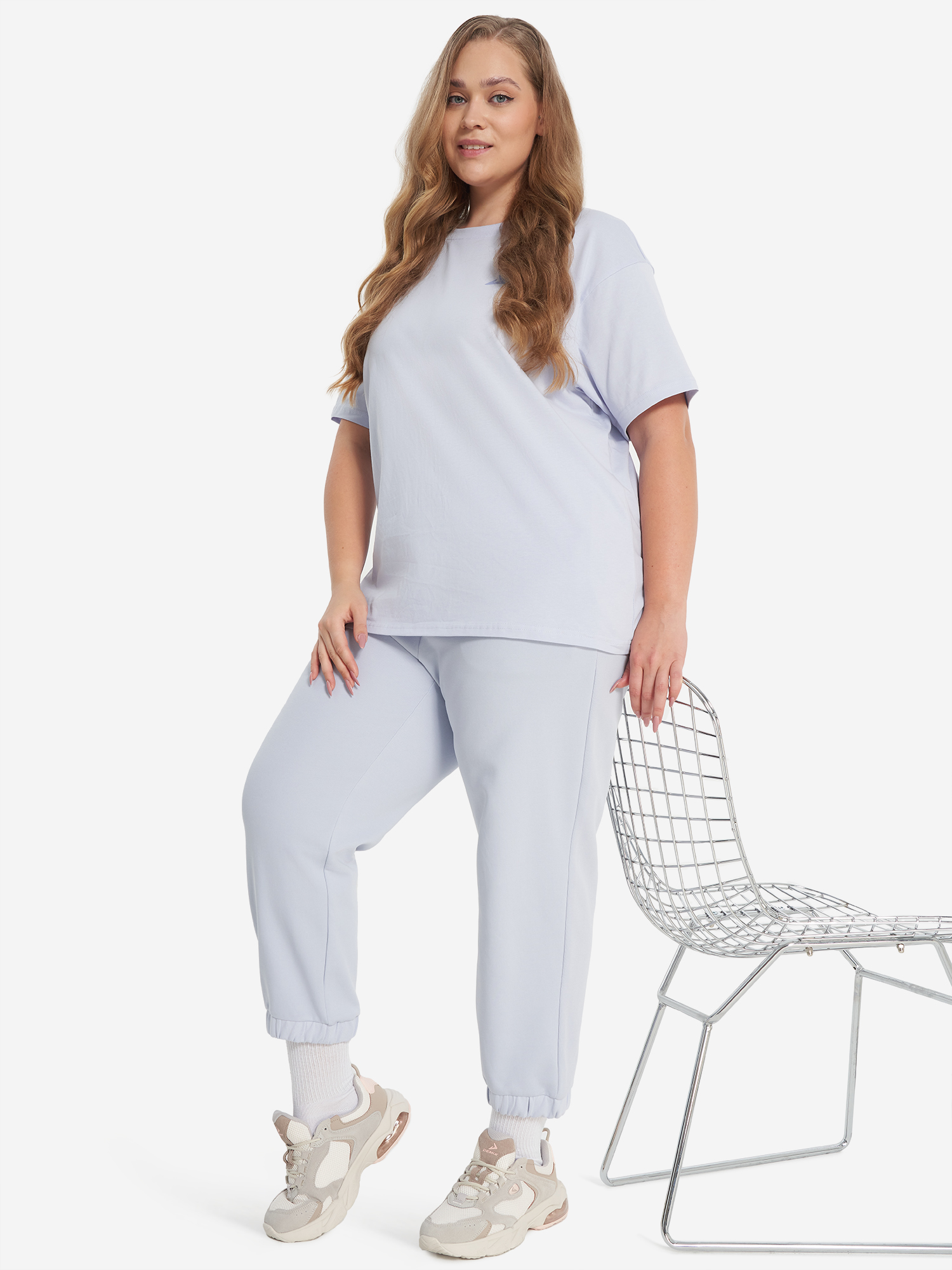 фото Брюки женские оверсайз demix, plus size, фиолетовый