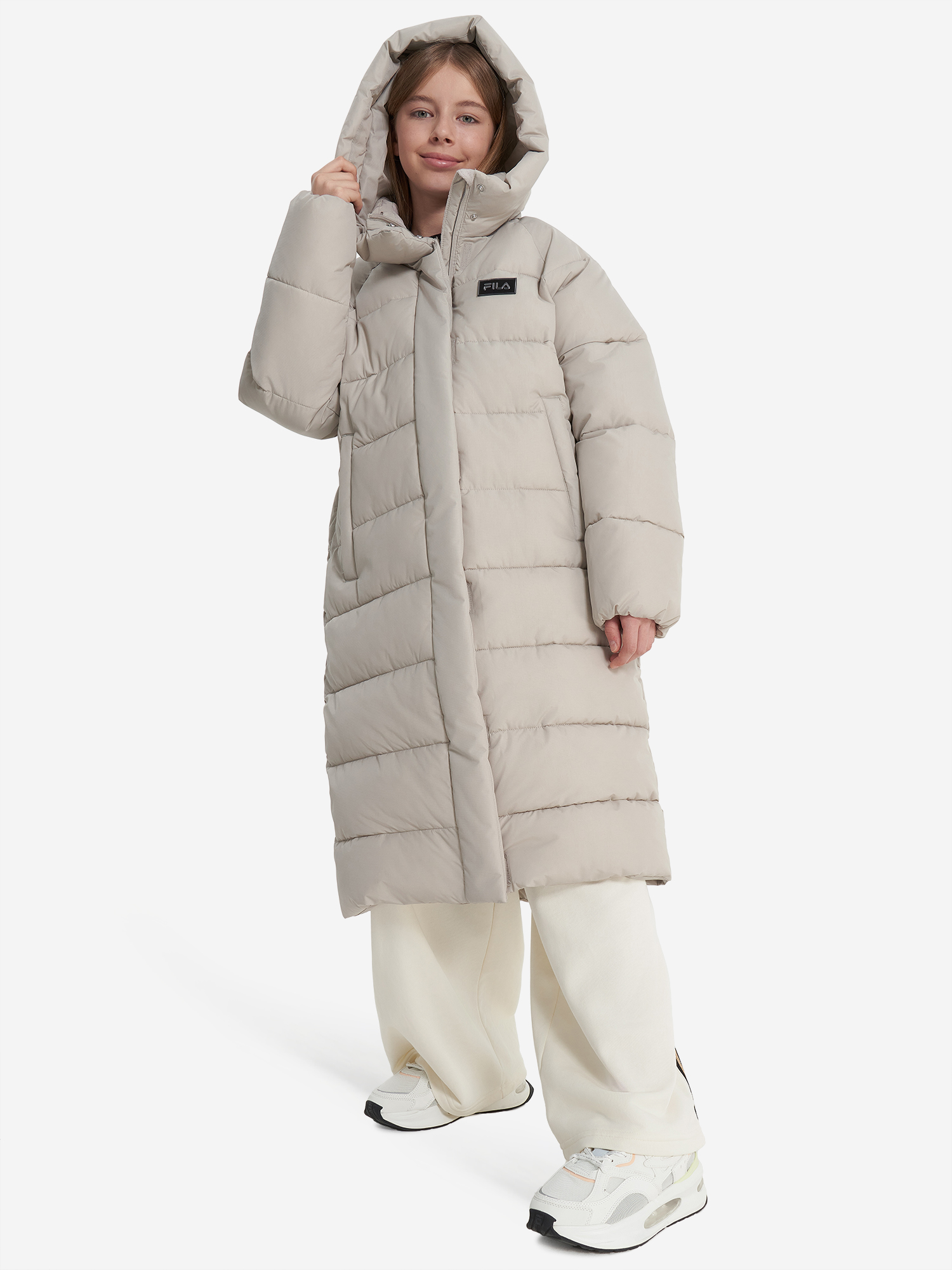 фото Пальто утепленное для девочек fila, серый