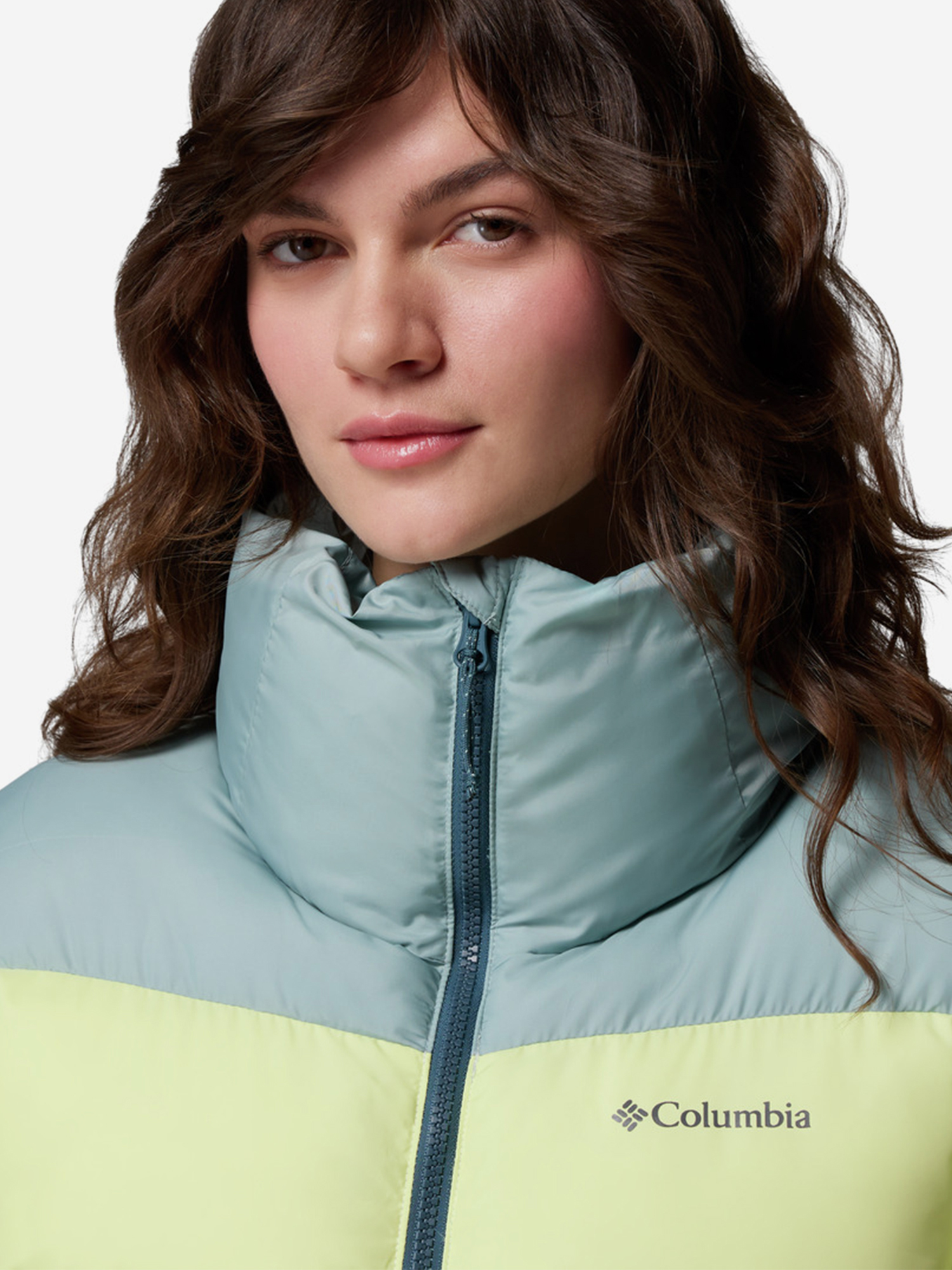 фото Куртка утепленная женская columbia puffect ii colorblock jacket, голубой